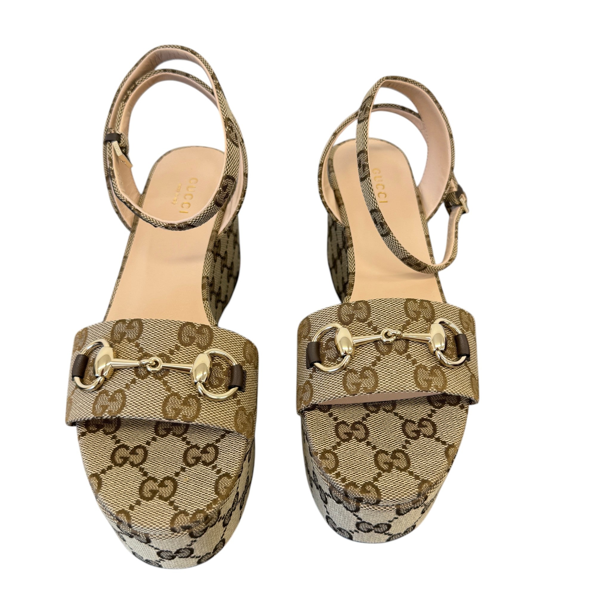 Women's Horsebit Platform Sandals Beige Size EU 37 / UK 4