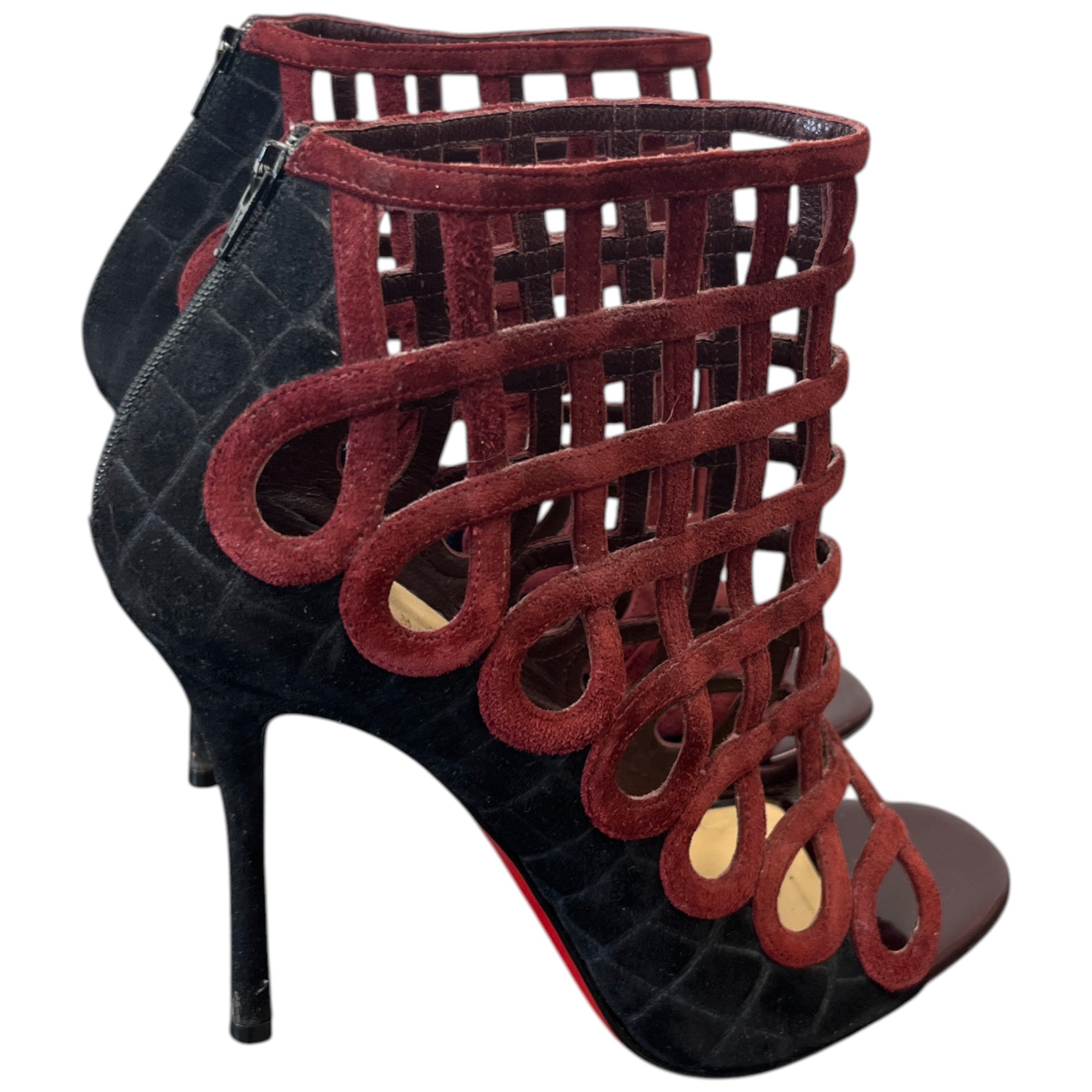 Women's Caged Heels Burgundy Size EU 38.5 / UK 5.5