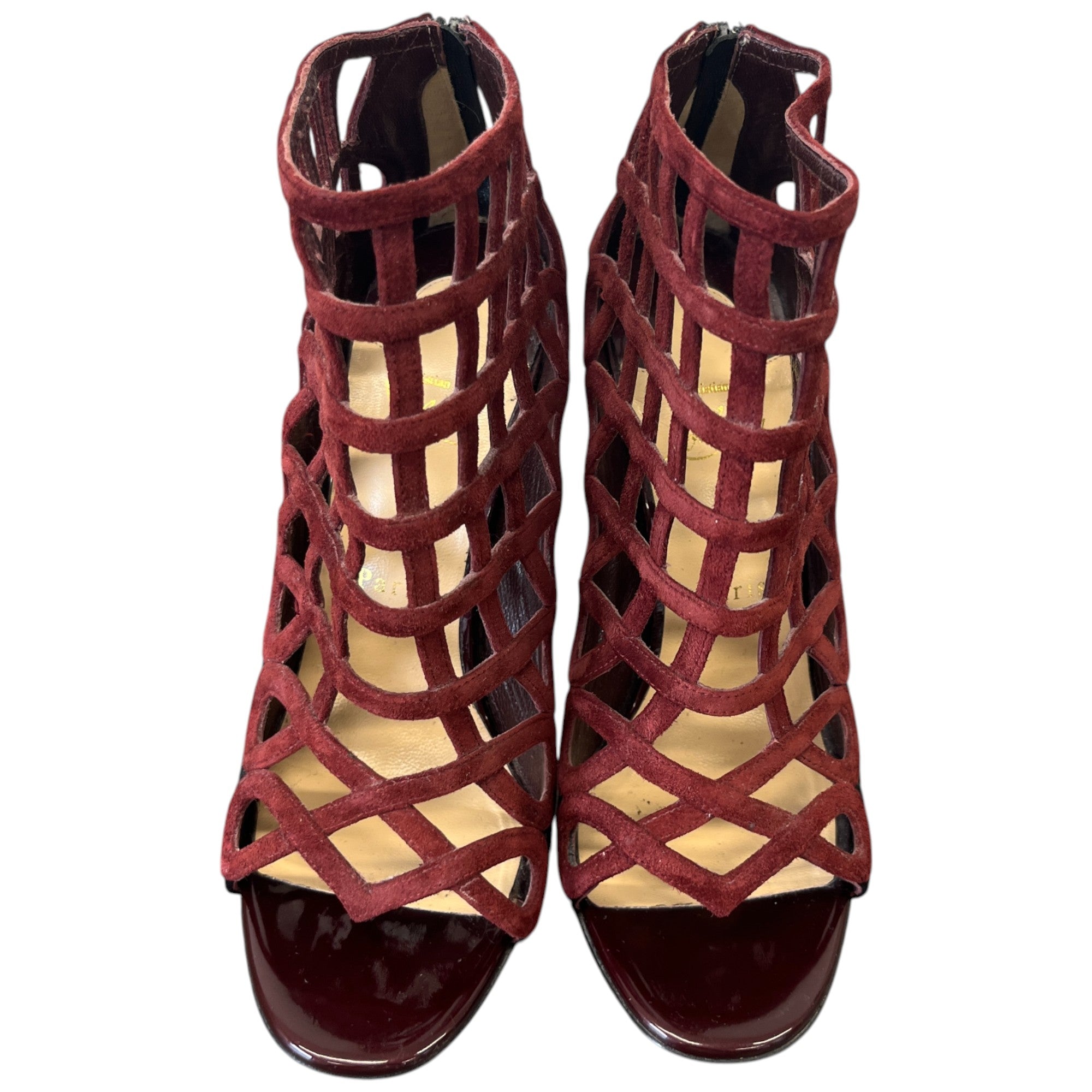 Women's Caged Heels Burgundy Size EU 38.5 / UK 5.5