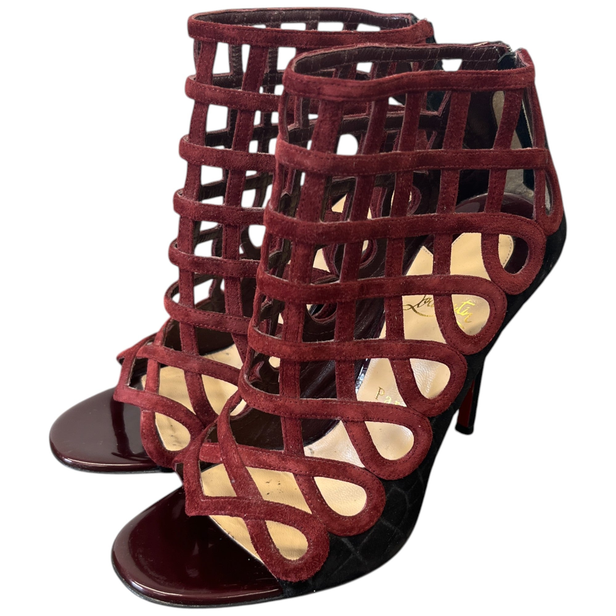 Women's Caged Heels Burgundy Size EU 38.5 / UK 5.5