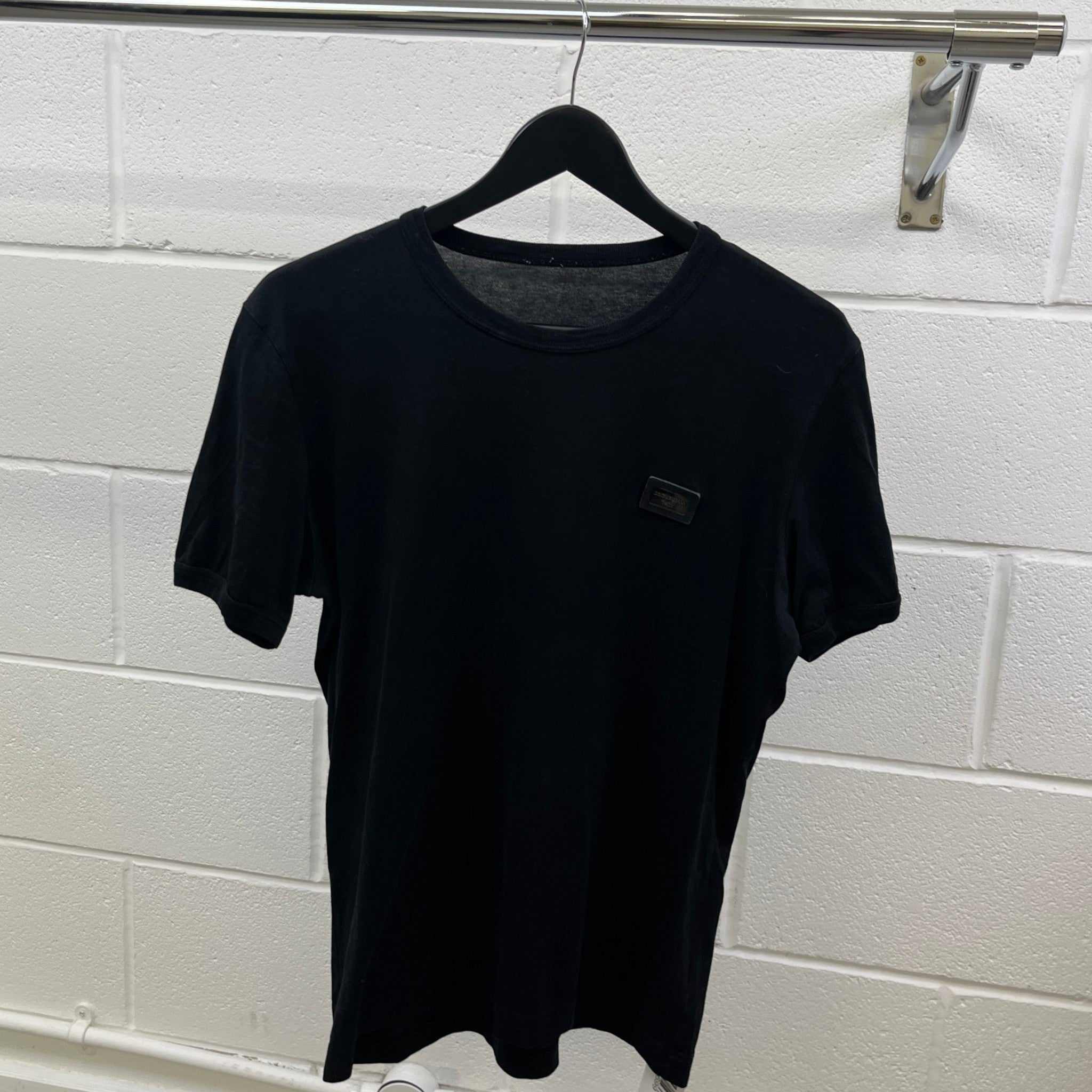 Men's Plaque Logo T-Shirt Black Size M
