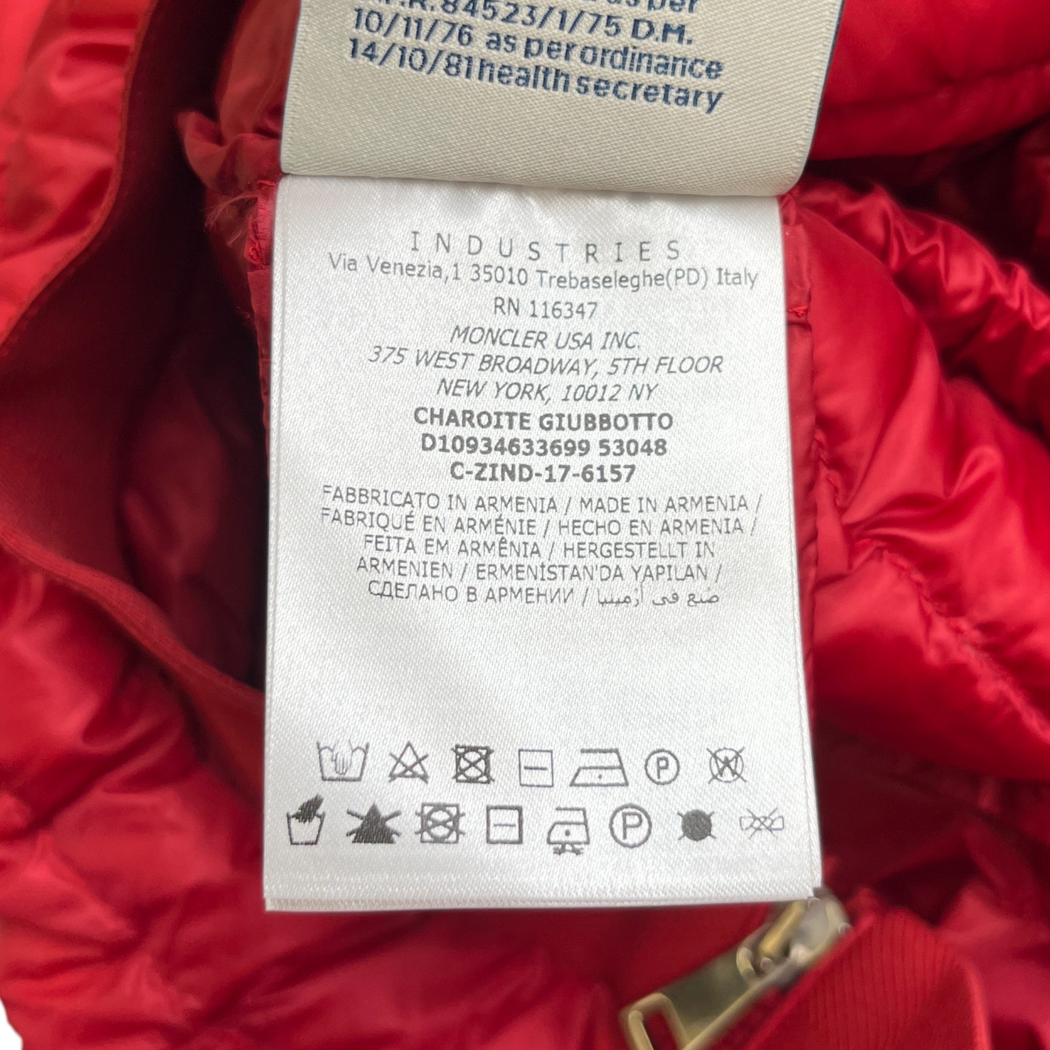 Men's Charoite Down Jacket Red Size 0/XS