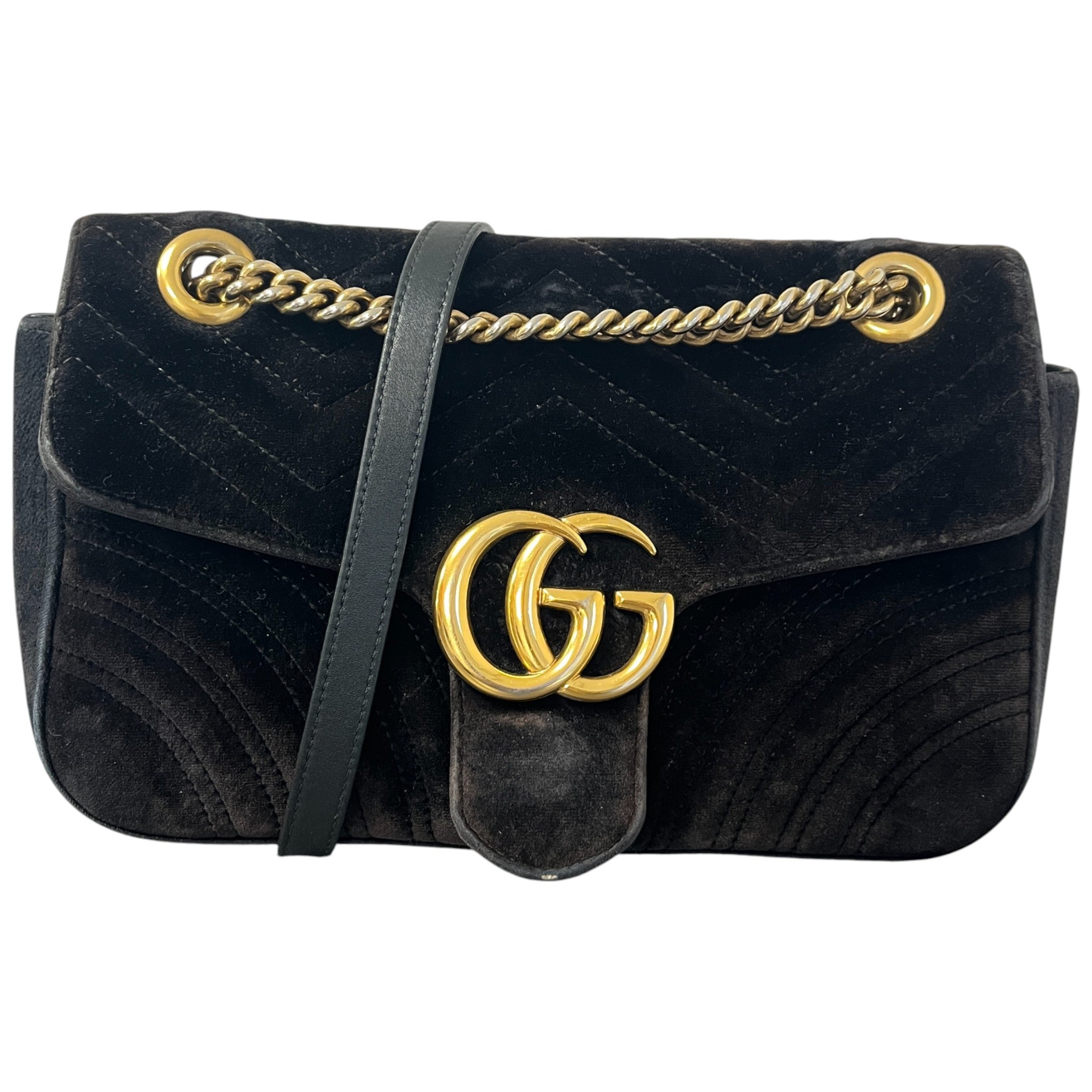 Women's Gg Marmont Small Velvet Bag Black