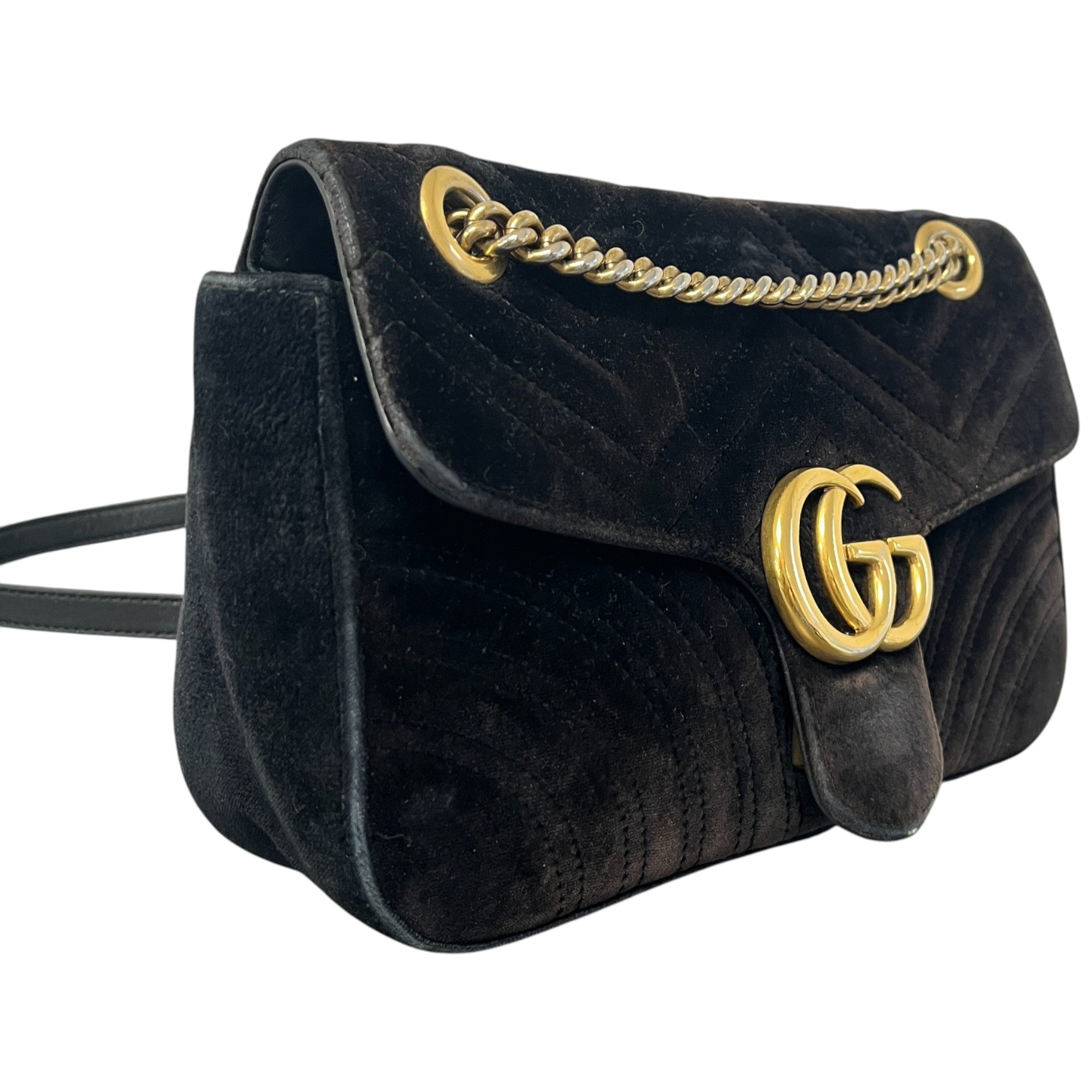 Women's Gg Marmont Small Velvet Bag Black