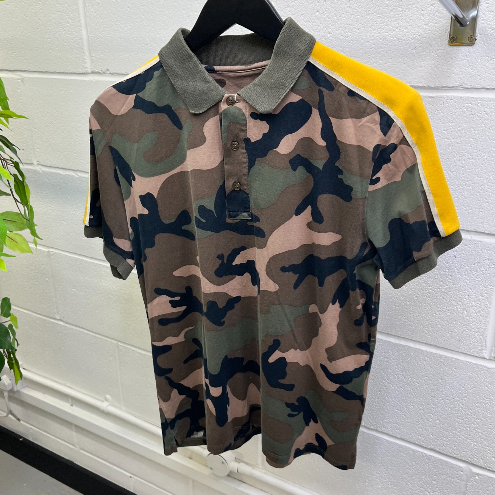 Men's Camo Polo Shirt Khaki Size L