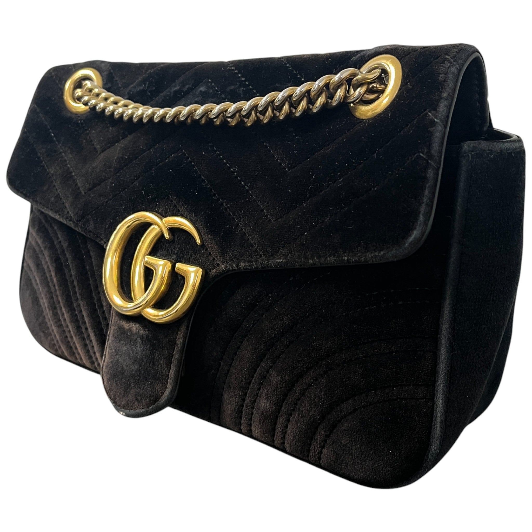 Women's Gg Marmont Small Velvet Bag Black
