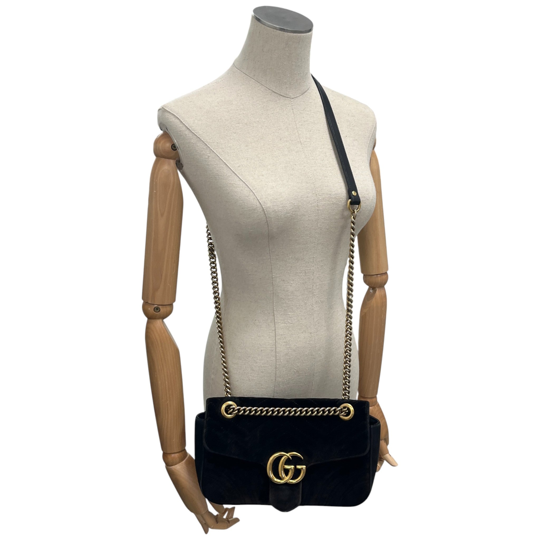 Women's Gg Marmont Small Velvet Bag Black