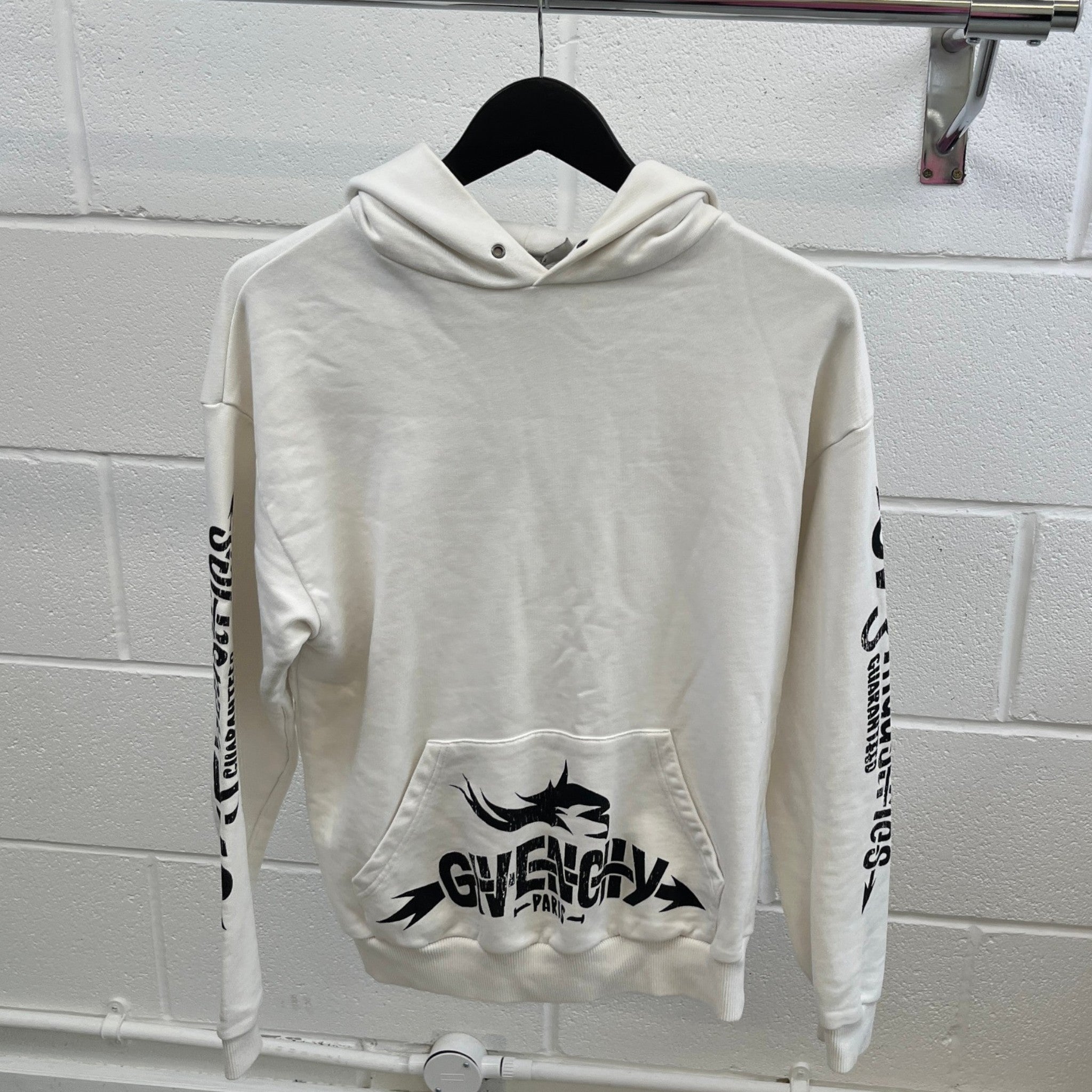 Men's Logo Print Hoodie White Size S