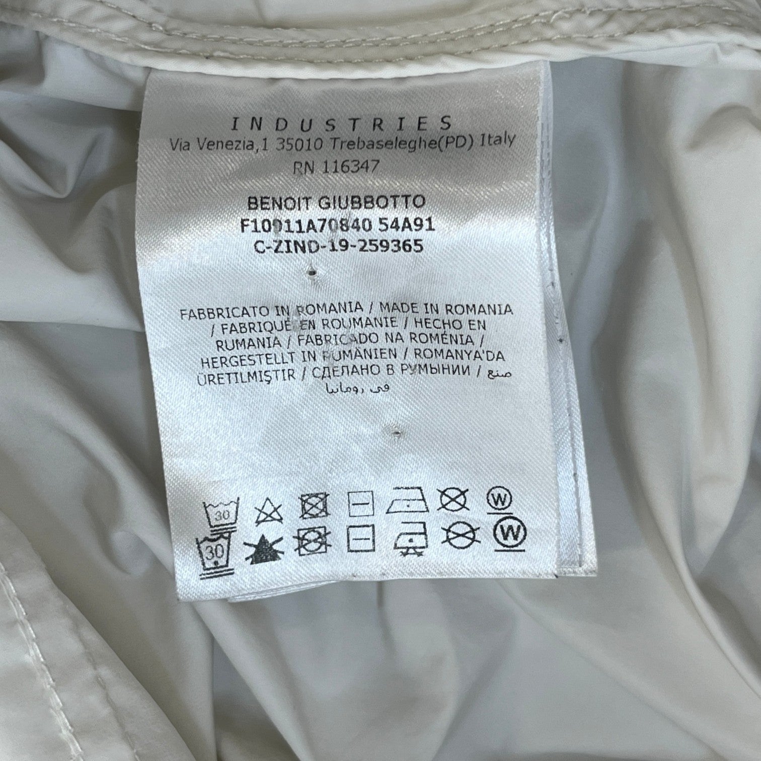 Men's Benoit Windbreaker White Size 4 / XL