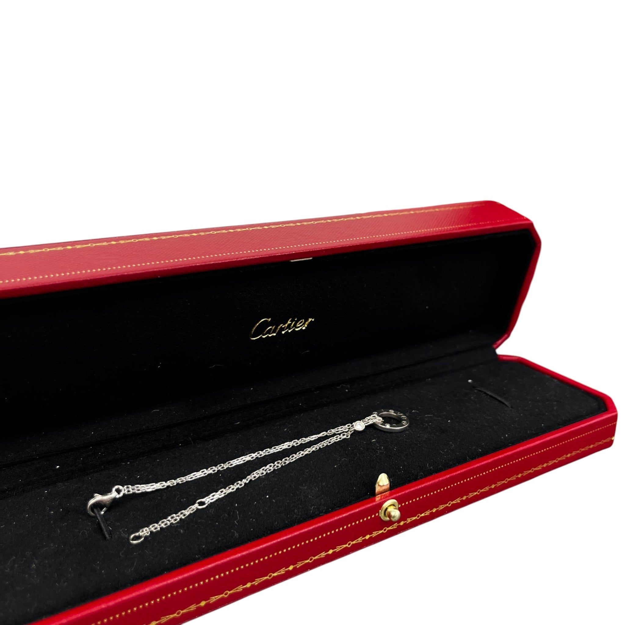 Women's White Gold And Diamond Love Chain Bracelet Silver