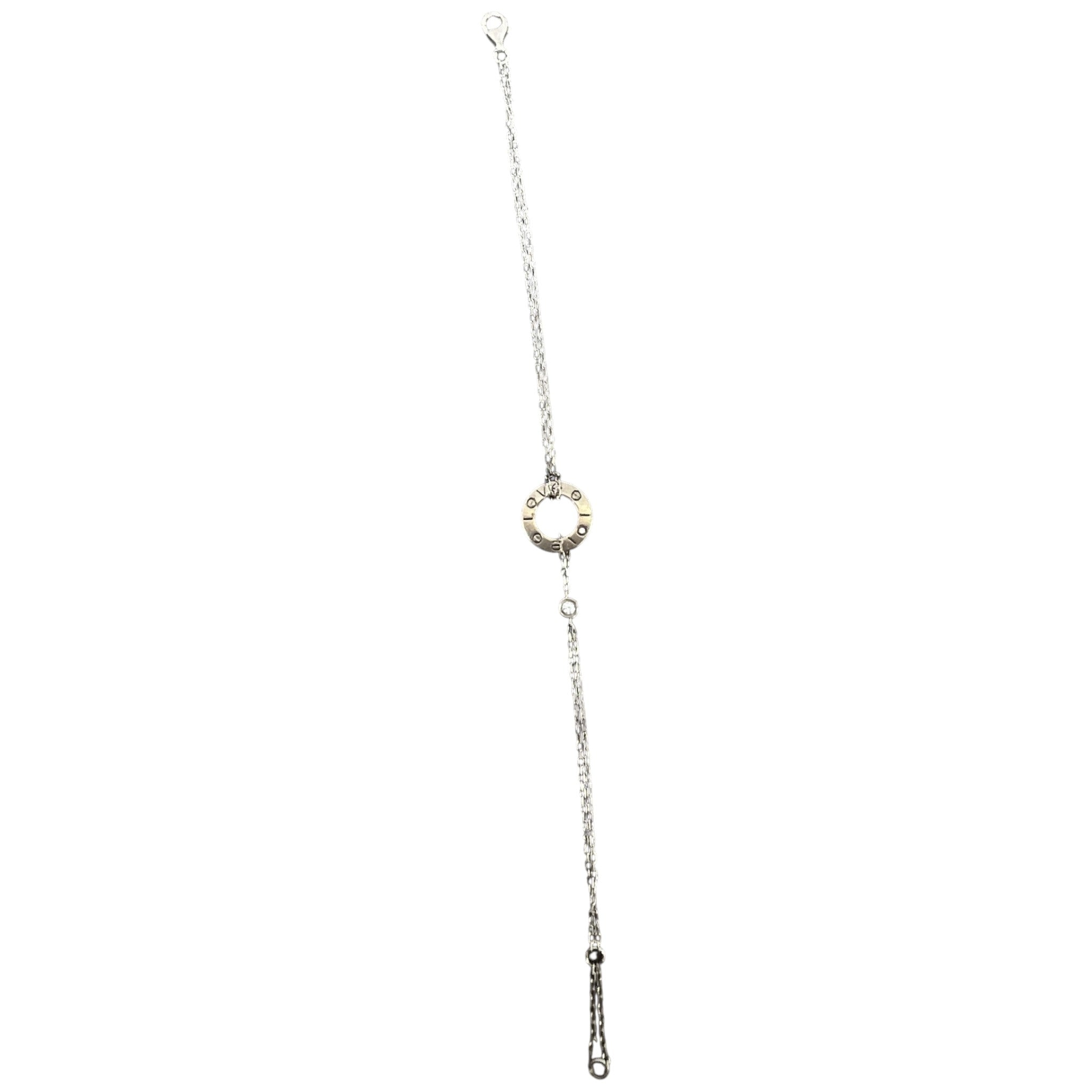 Women's White Gold And Diamond Love Chain Bracelet Silver