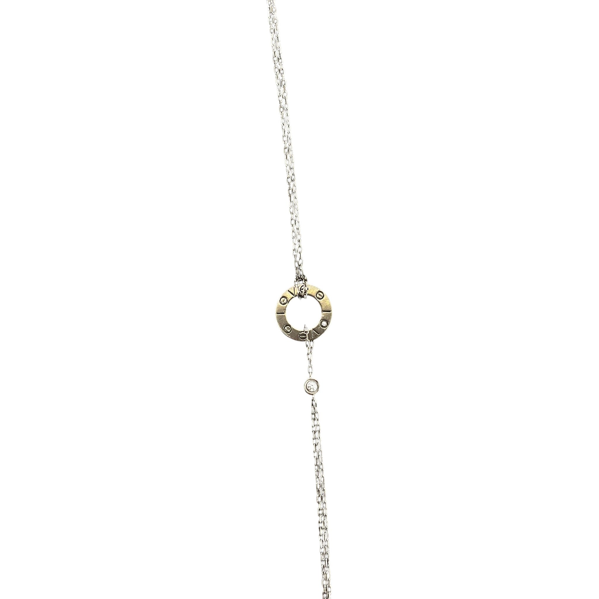 Women's White Gold And Diamond Love Chain Bracelet Silver
