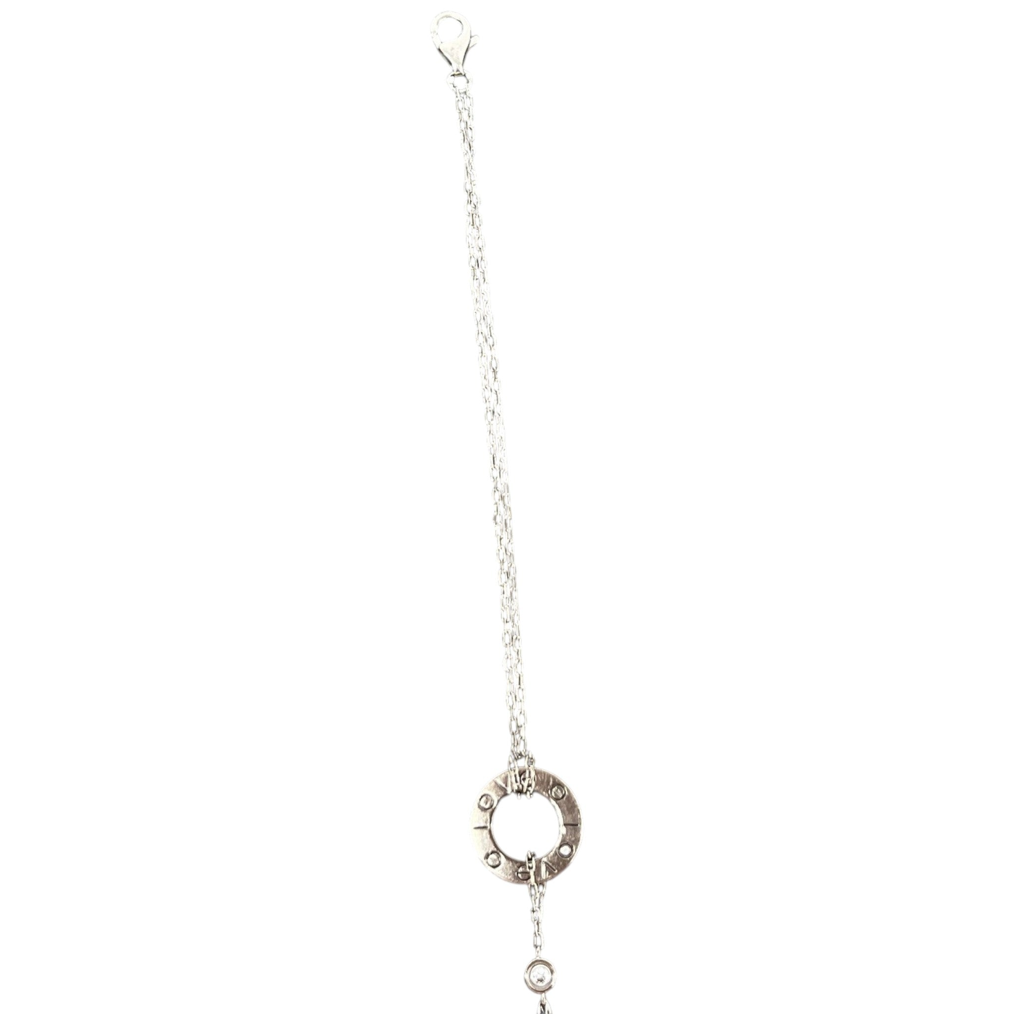 Women's White Gold And Diamond Love Chain Bracelet Silver