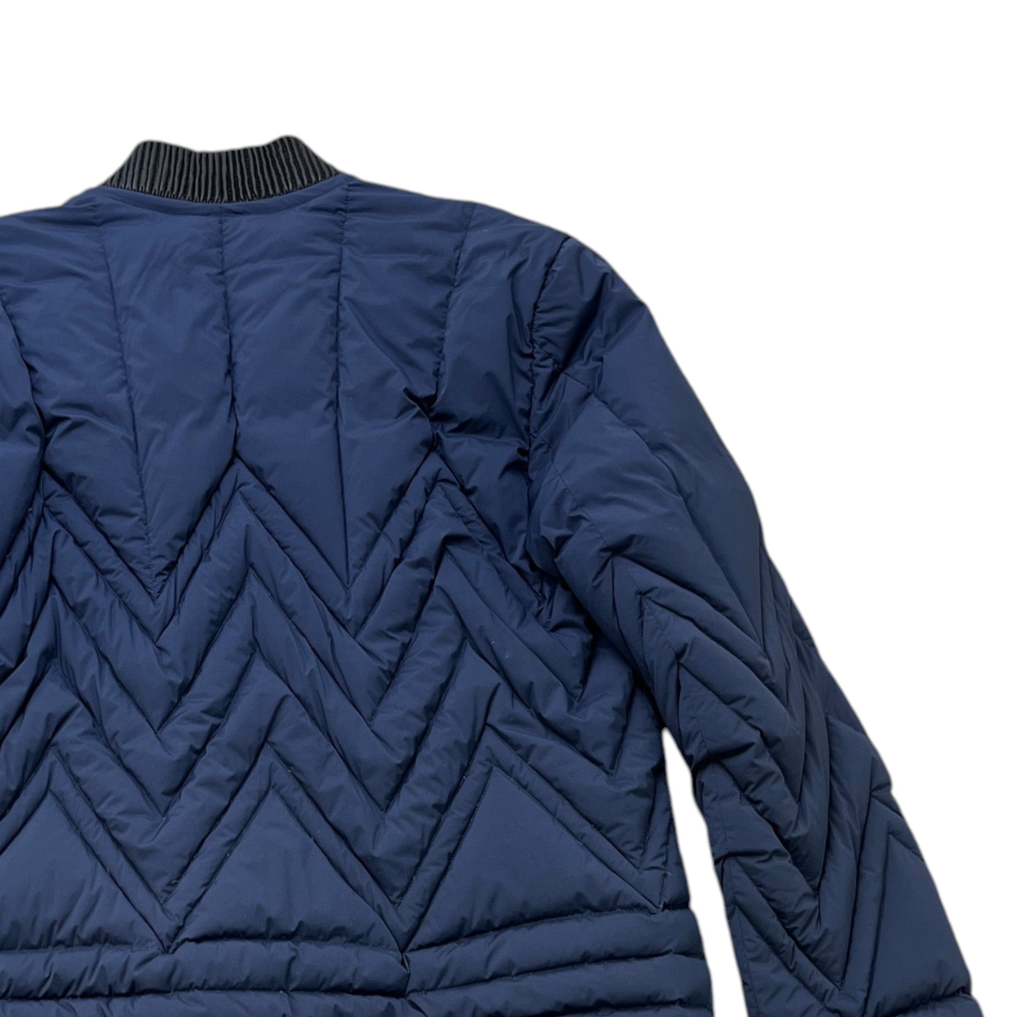 Men's Nylon Outer Shell Chevron Quilting Down Jacket Navy Size IT 48 / M