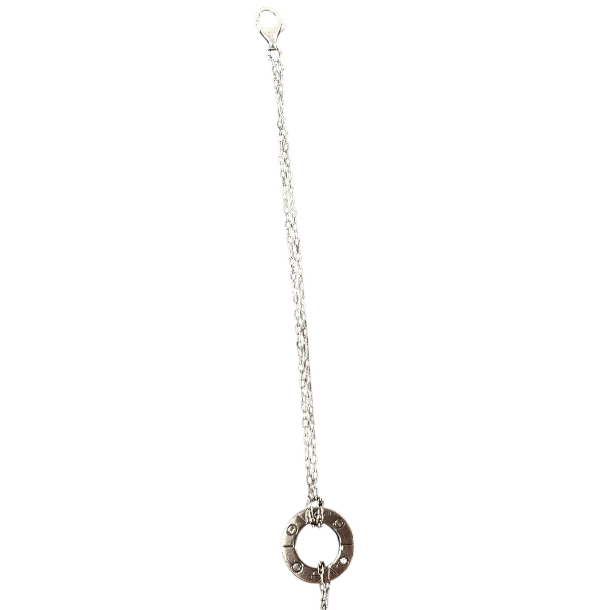 Women's White Gold And Diamond Love Chain Bracelet Silver