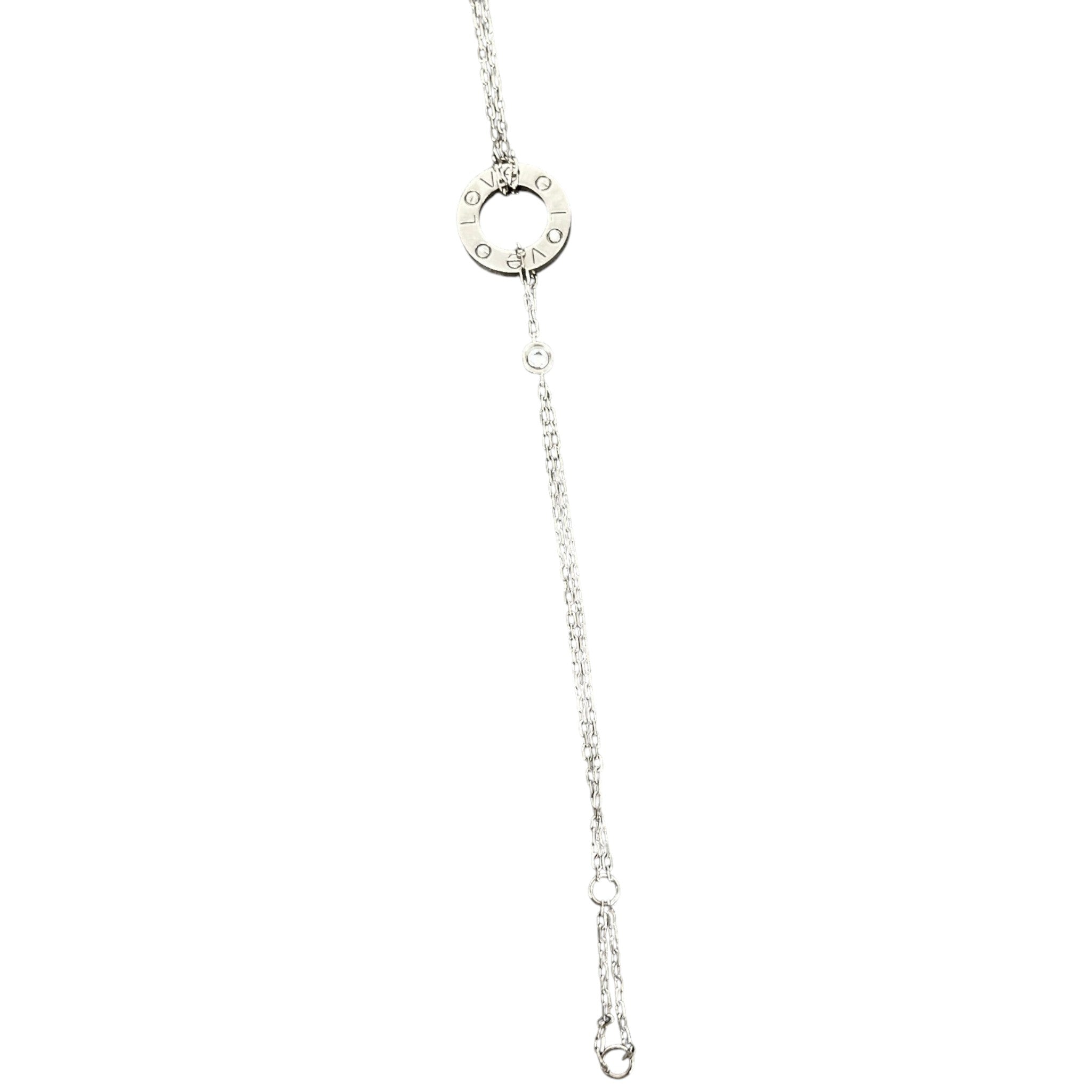 Women's White Gold And Diamond Love Chain Bracelet Silver