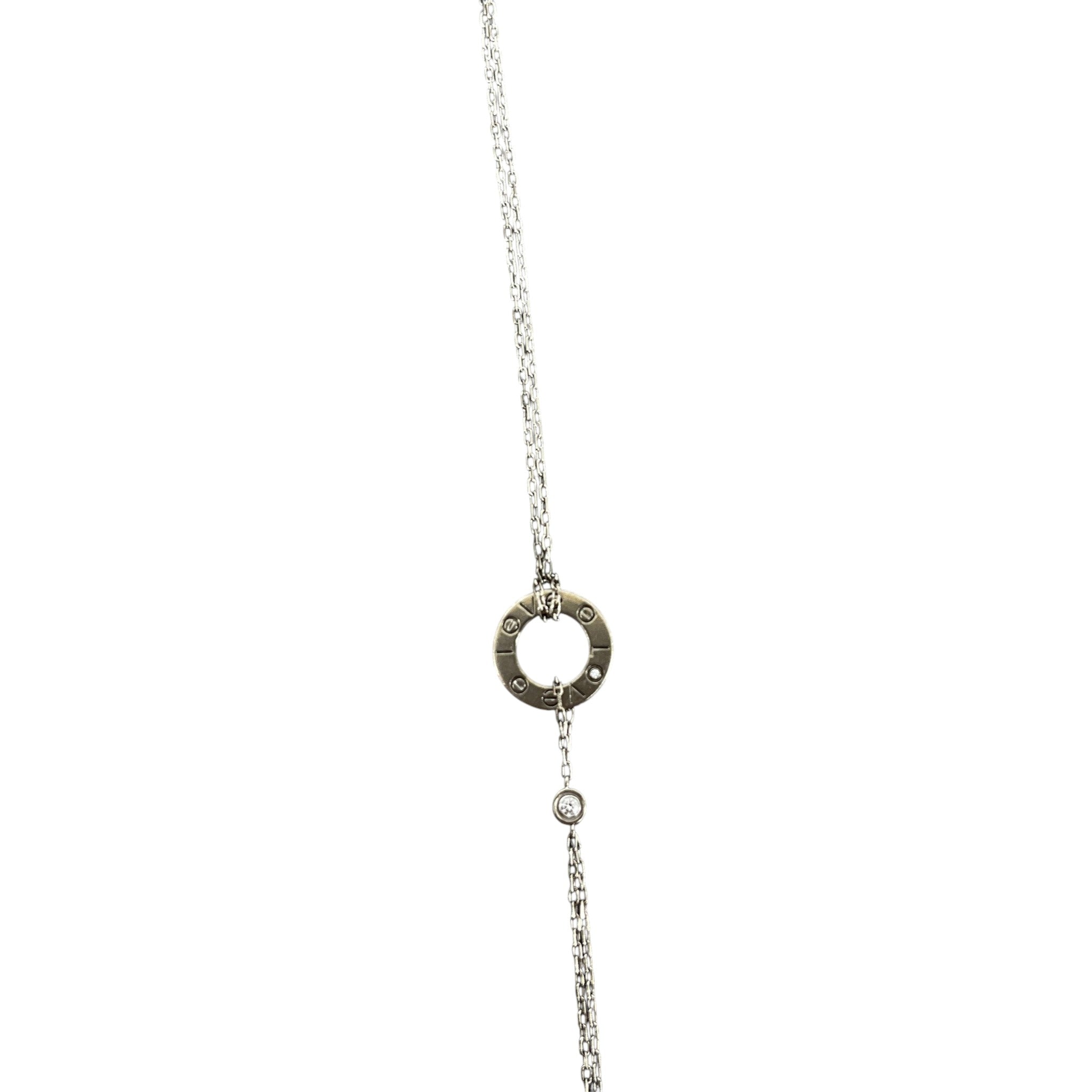 Women's White Gold And Diamond Love Chain Bracelet Silver