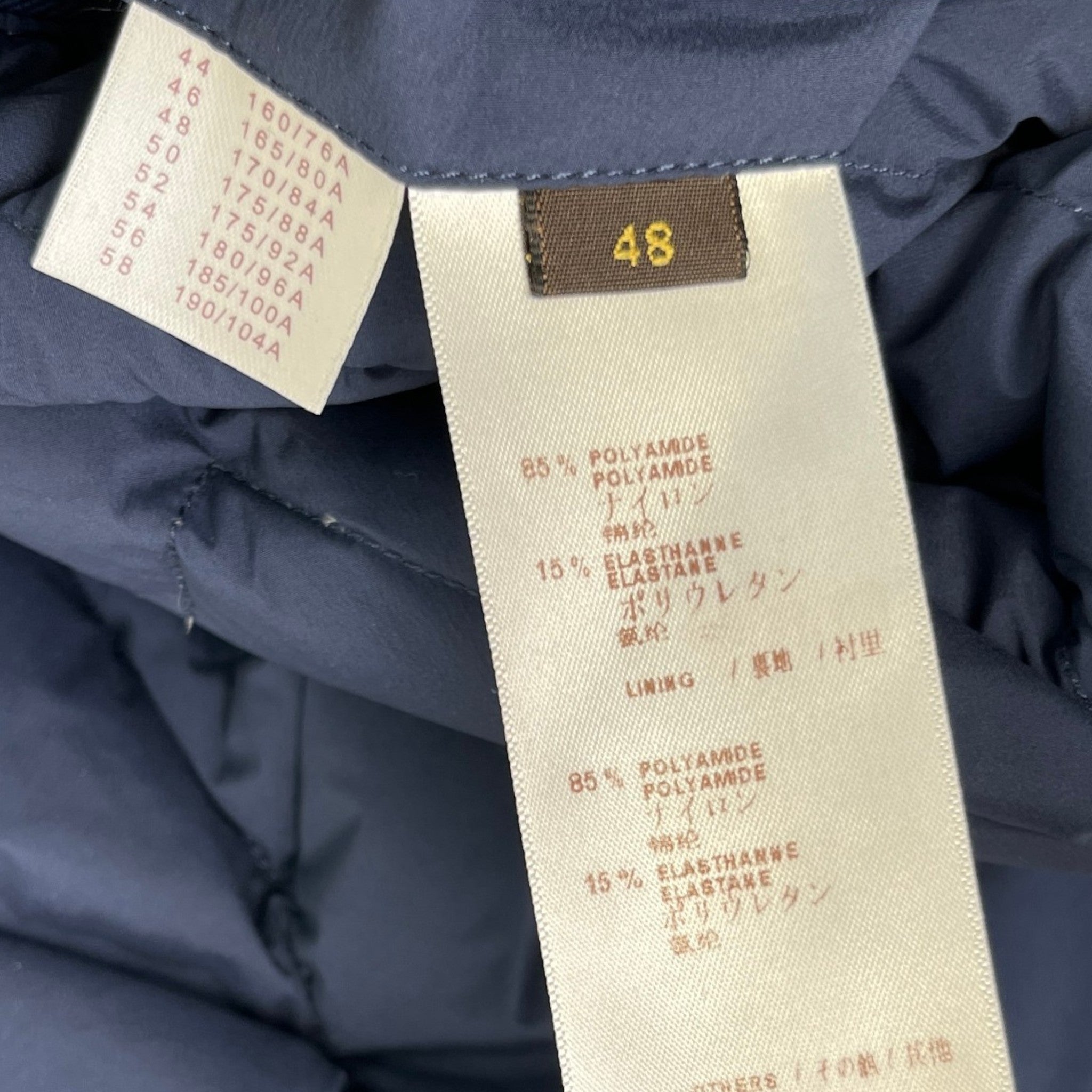 Men's Nylon Outer Shell Chevron Quilting Down Jacket Navy Size IT 48 / M