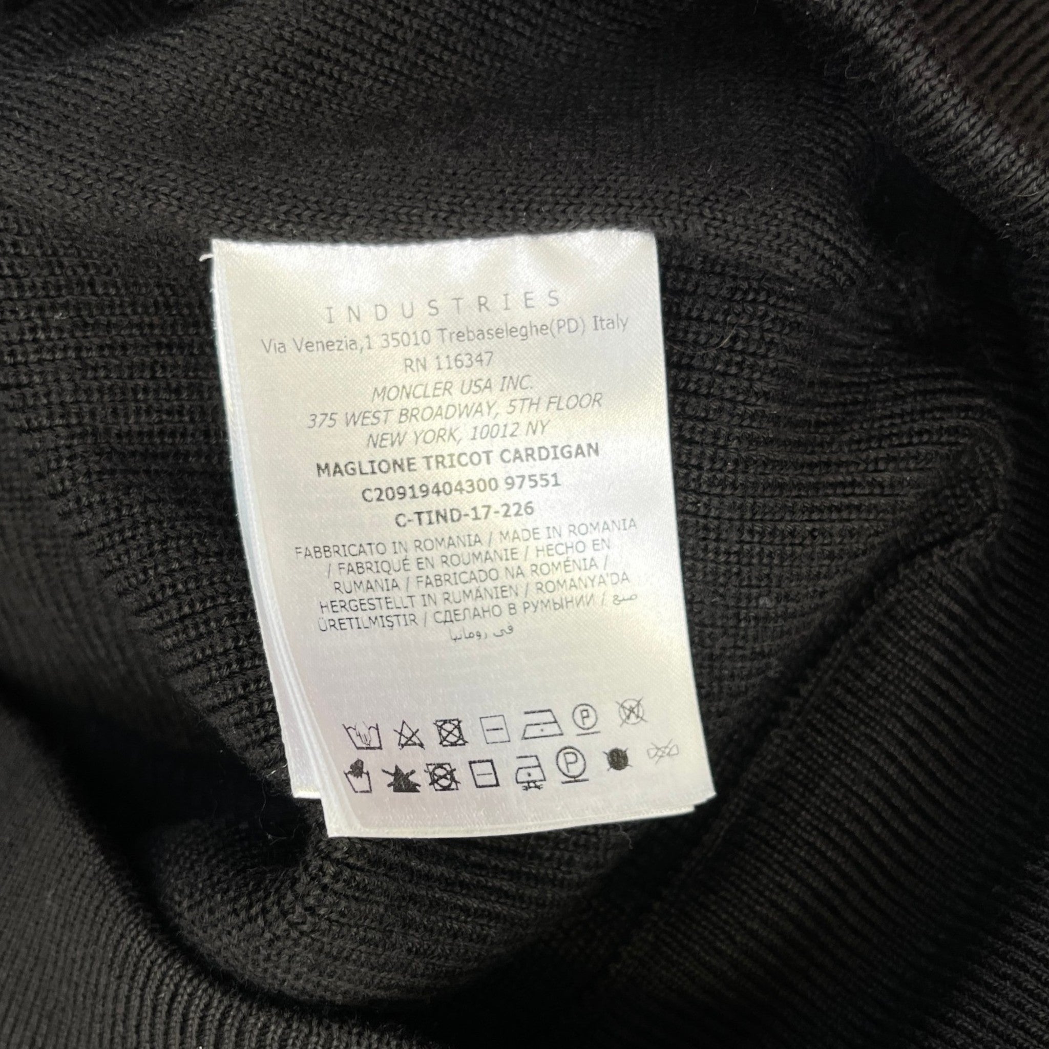 Men's Maglione Tricot Cardigan Jacket Black Size XL