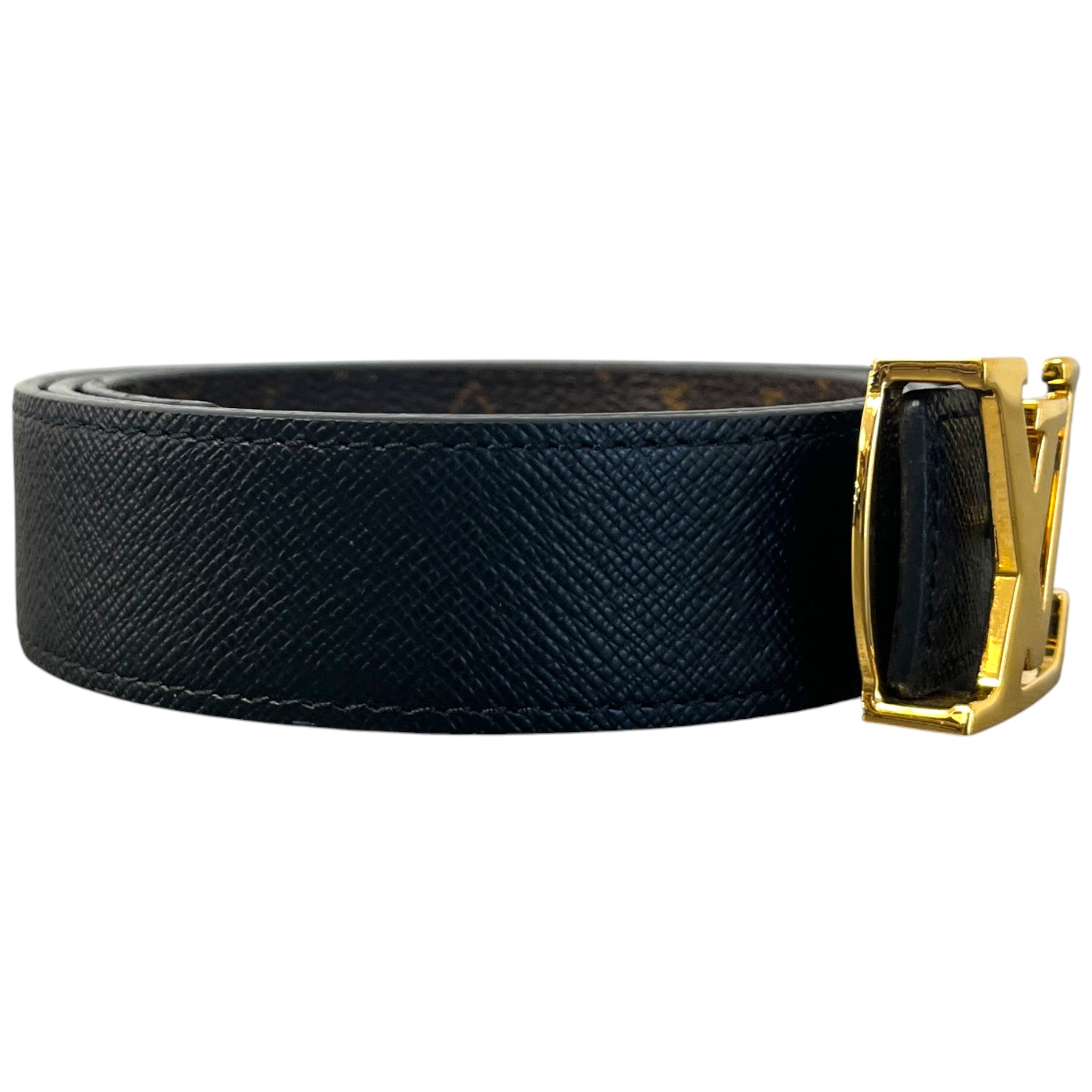 Women's Reversible Lv Initials Belt Black Size Waist 30"