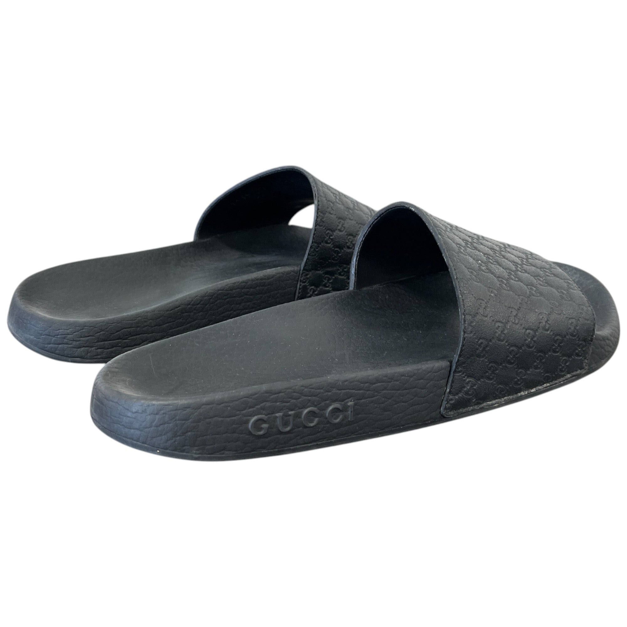 Men's Gg Embossed Logo Slides Black Size EU 41 / UK 7