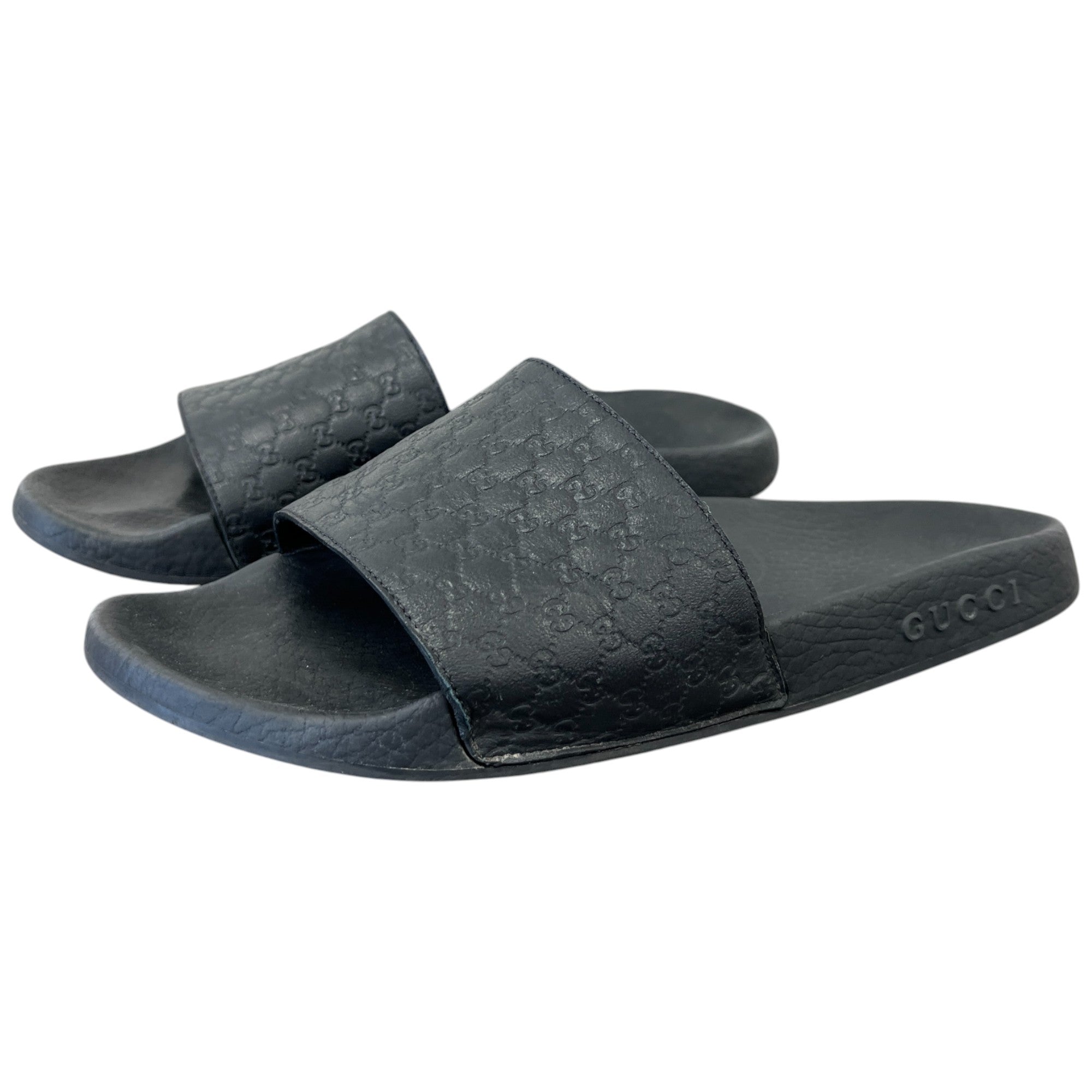 Men's Gg Embossed Logo Slides Black Size EU 41 / UK 7
