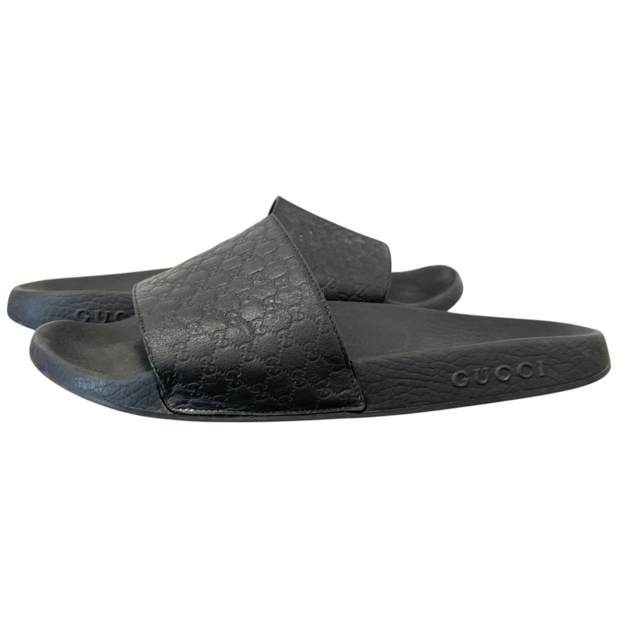 Men's Gg Embossed Logo Slides Black Size EU 41 / UK 7