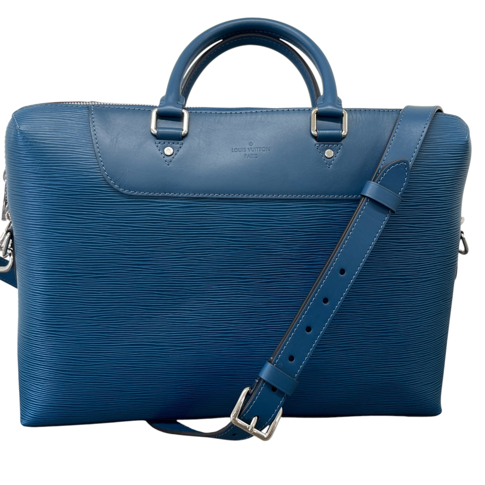 Men's Epi Porte Documents Briefcase Bag Blue