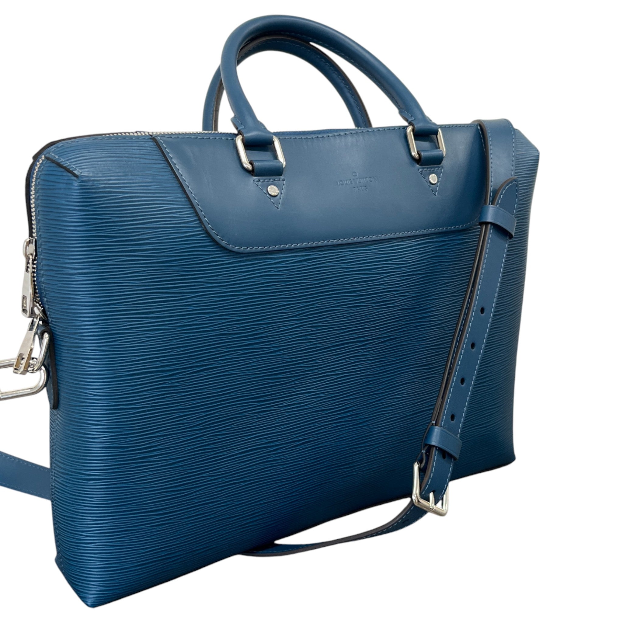 Men's Epi Porte Documents Briefcase Bag Blue