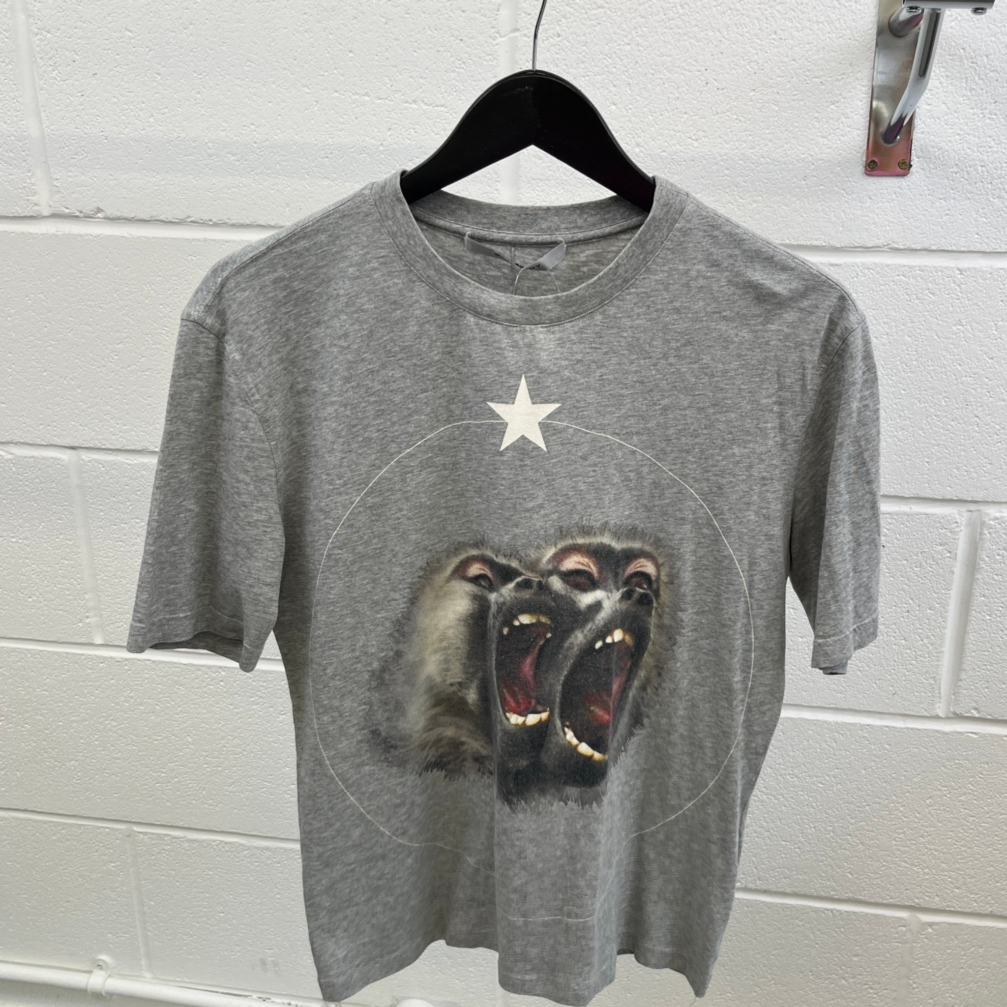 Men's Monkey Brothers Print T-Shirt Grey Size S