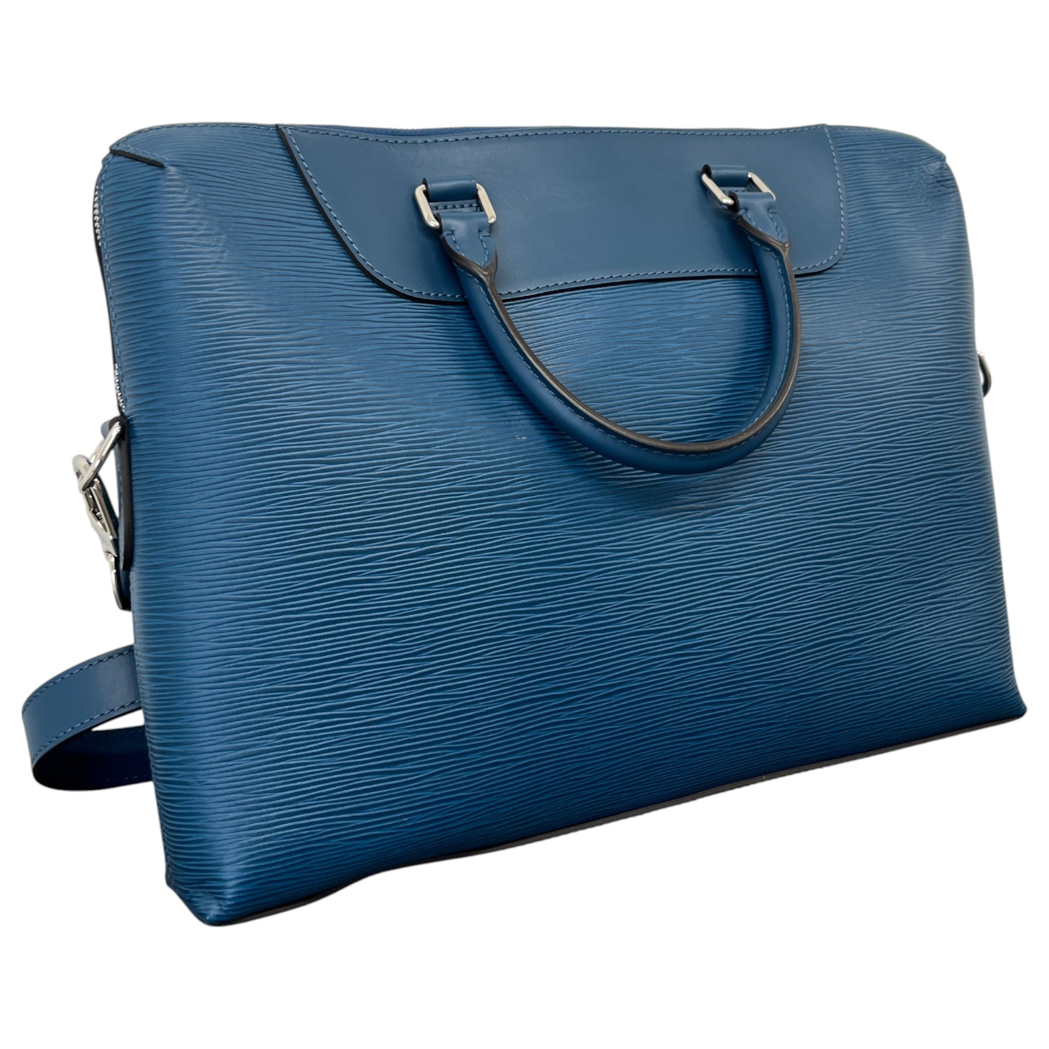 Men's Epi Porte Documents Briefcase Bag Blue