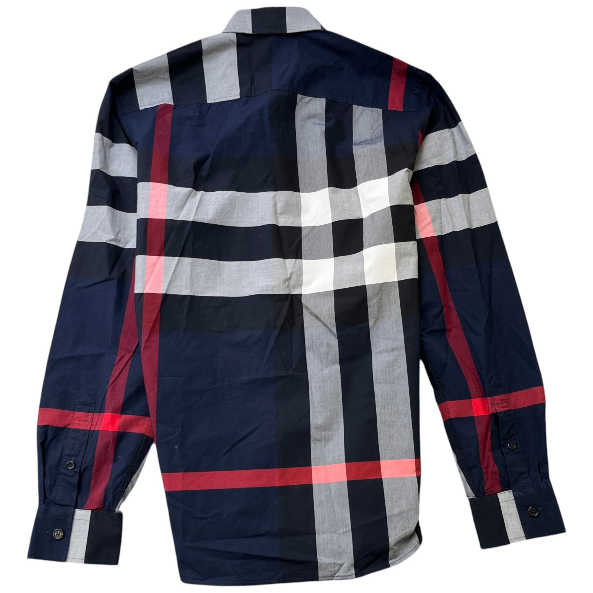 Men's Checkered Long Sleeve Shirt Navy Size S