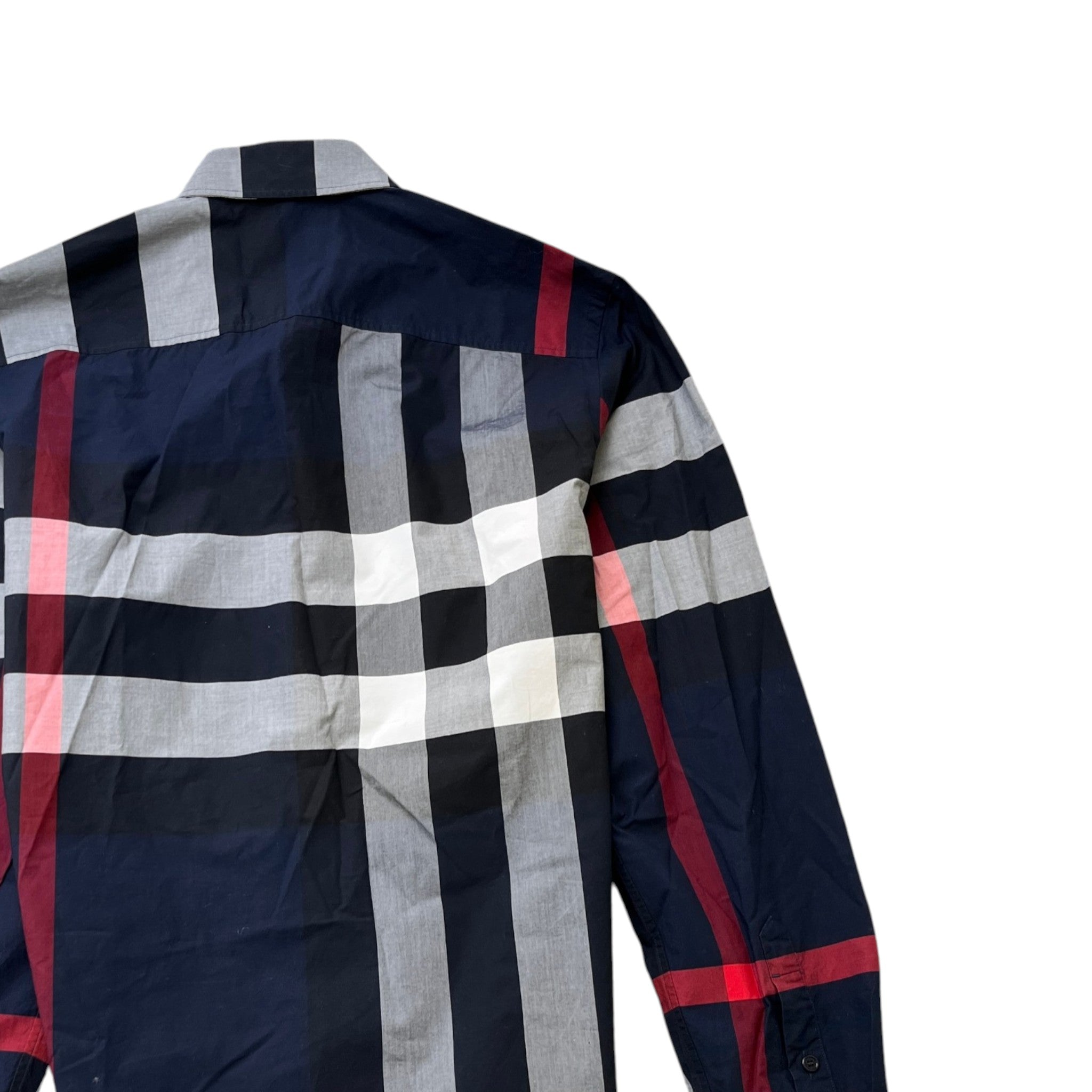 Men's Checkered Long Sleeve Shirt Navy Size S