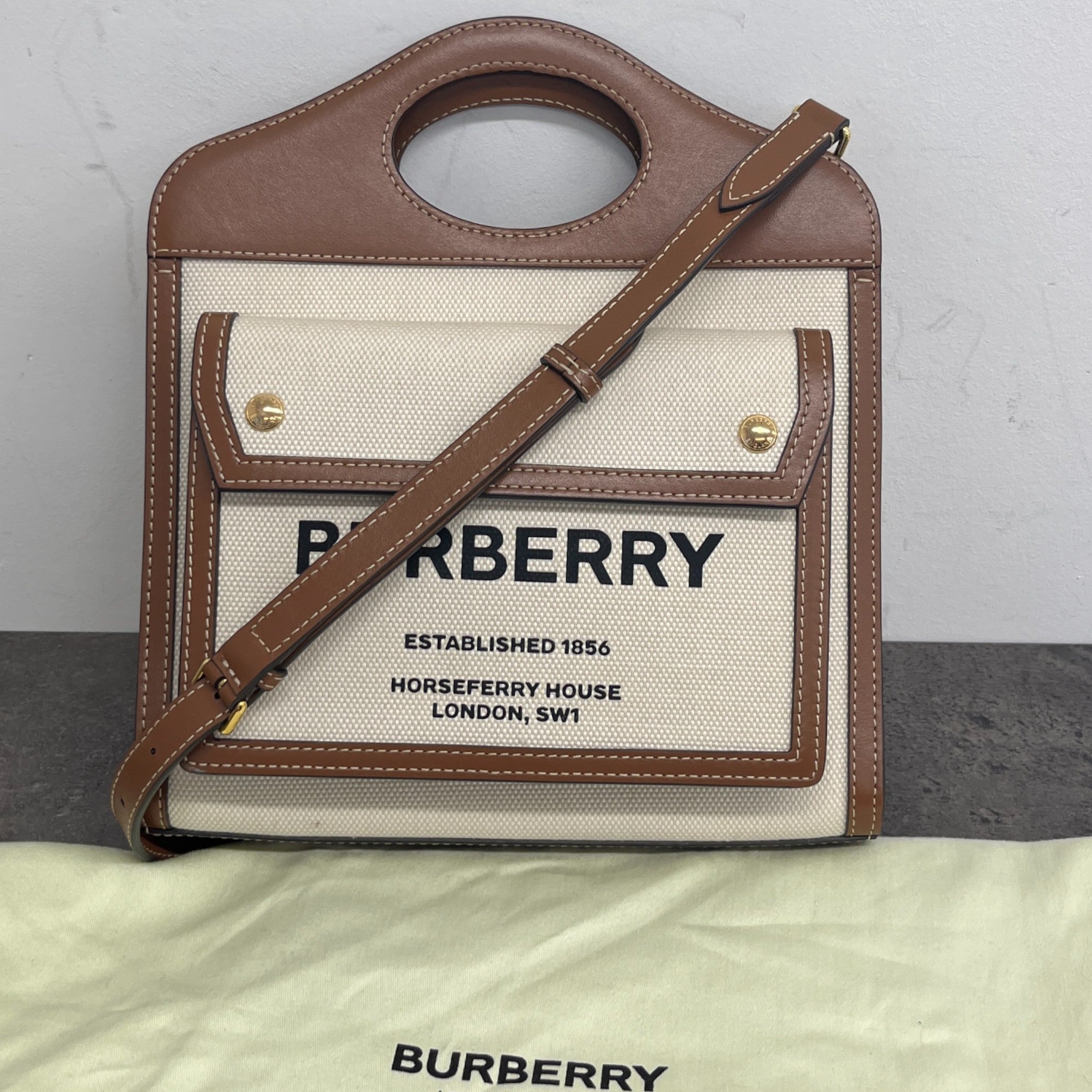 Women's Horseferry Motif Mini Pocket Bag Beige