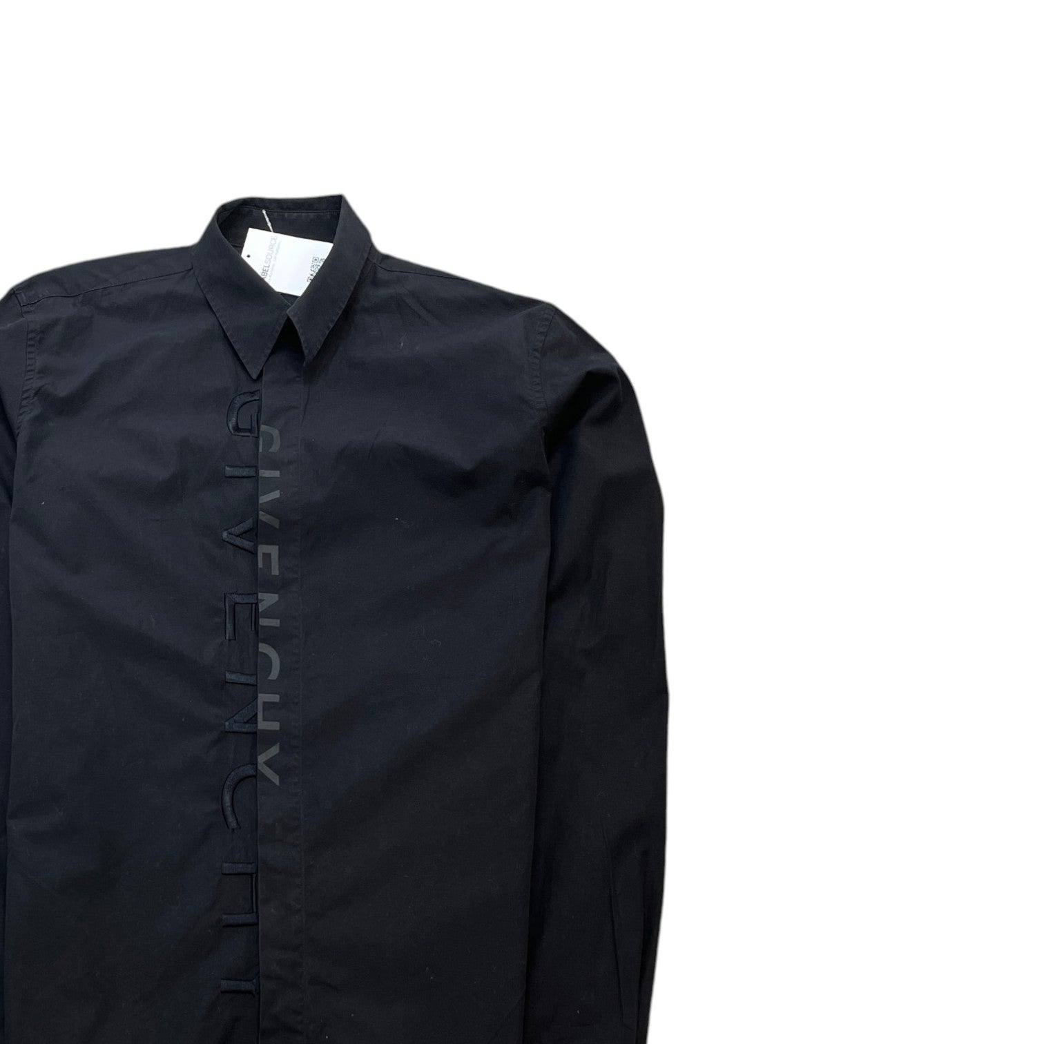 Men's Embroidered Logo Long Sleeve Shirt Black Size S