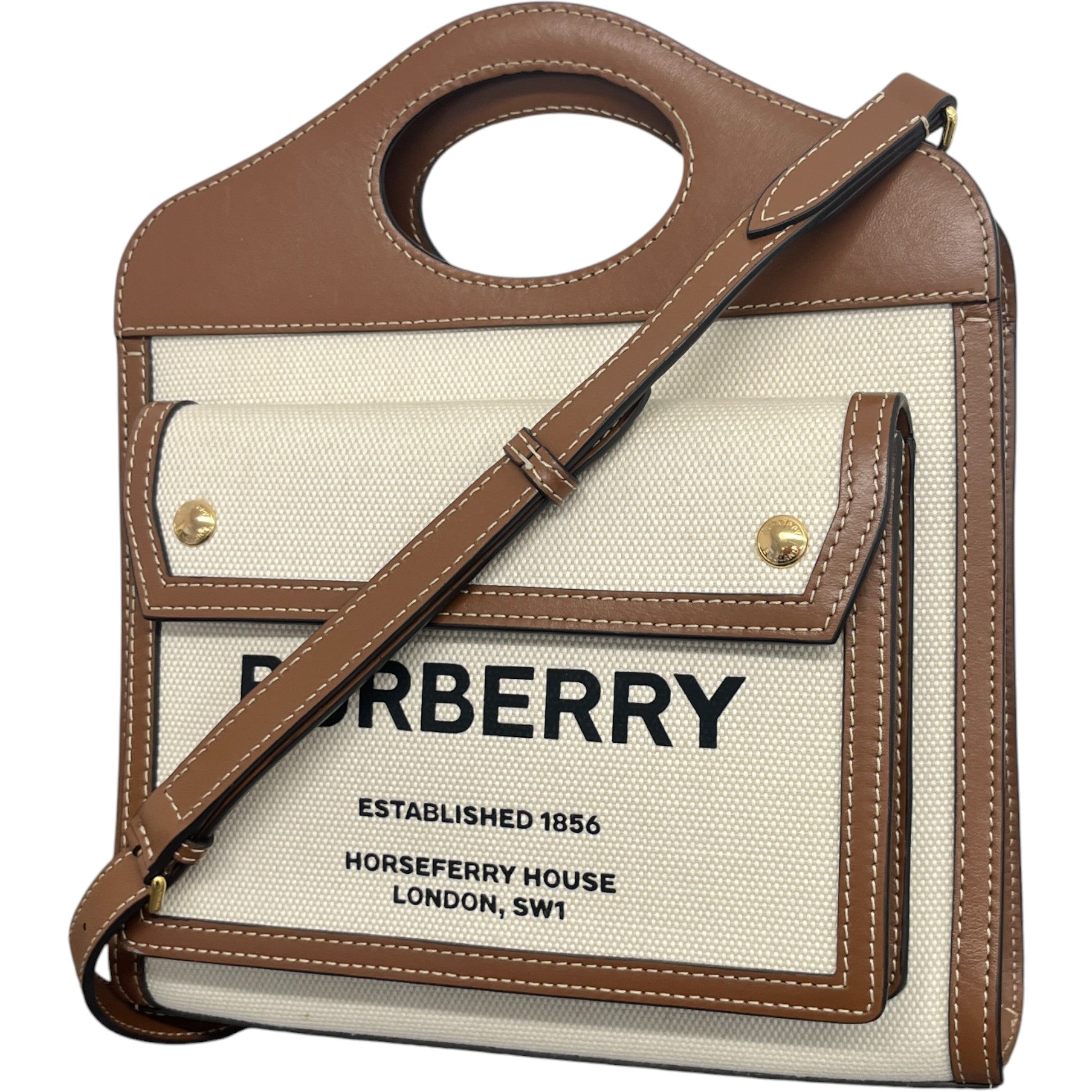 Women's Horseferry Motif Mini Pocket Bag Beige