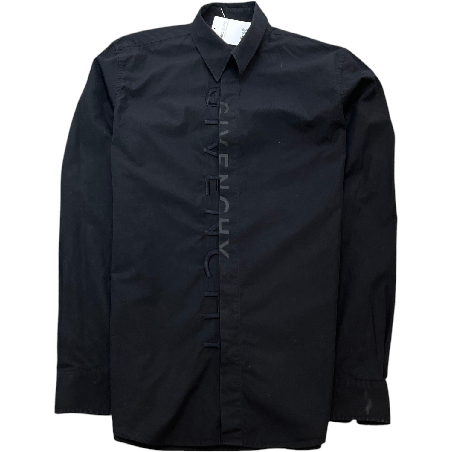 Men's Embroidered Logo Long Sleeve Shirt Black Size S