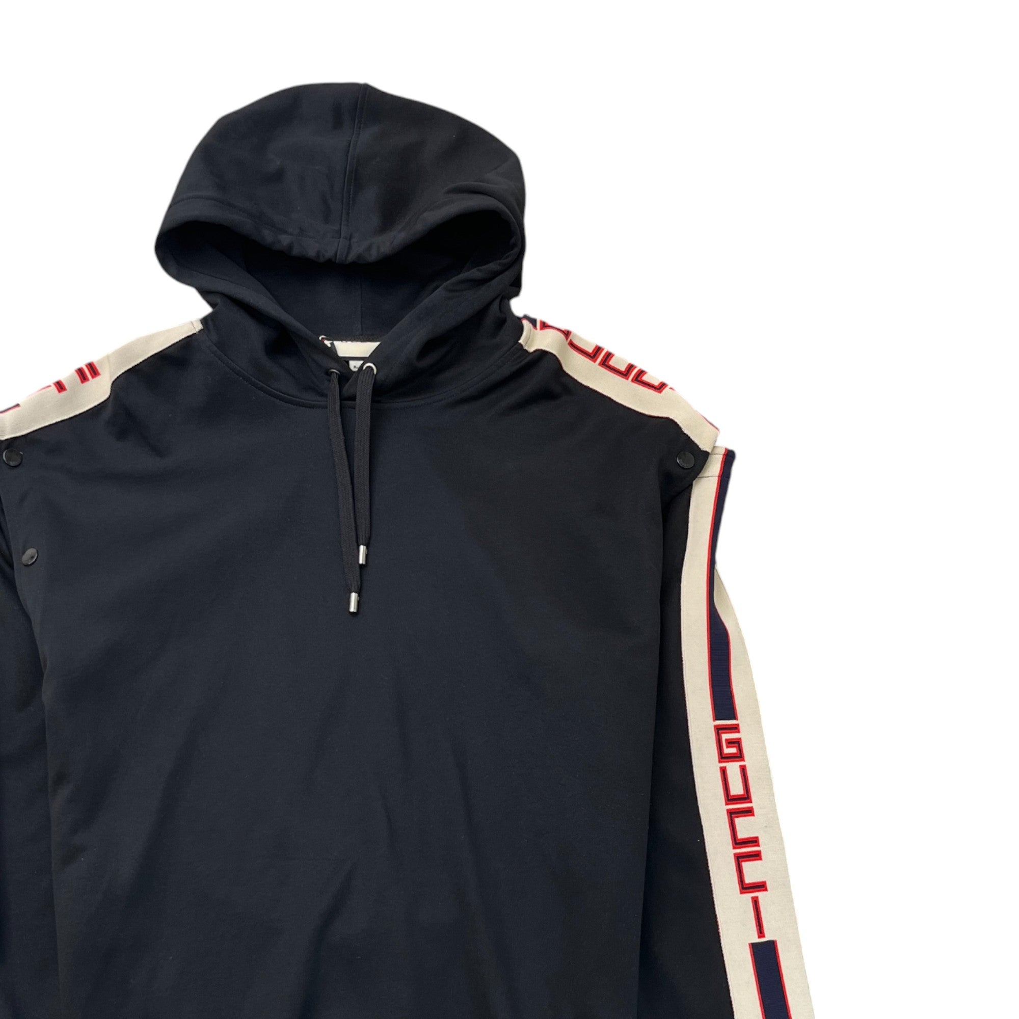 Men's Logo Stripe Hoodie Black Size L