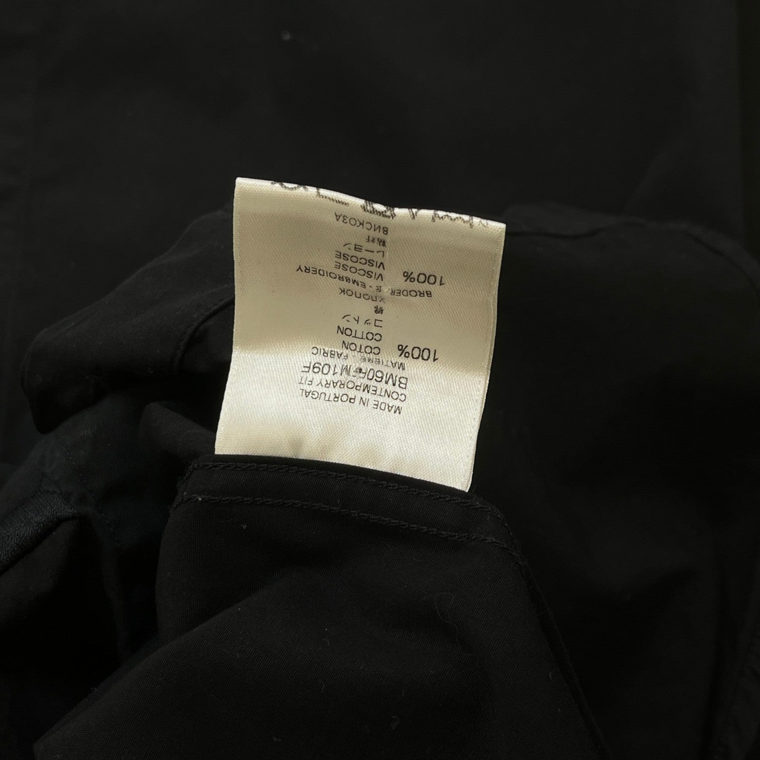 Men's Embroidered Logo Long Sleeve Shirt Black Size S