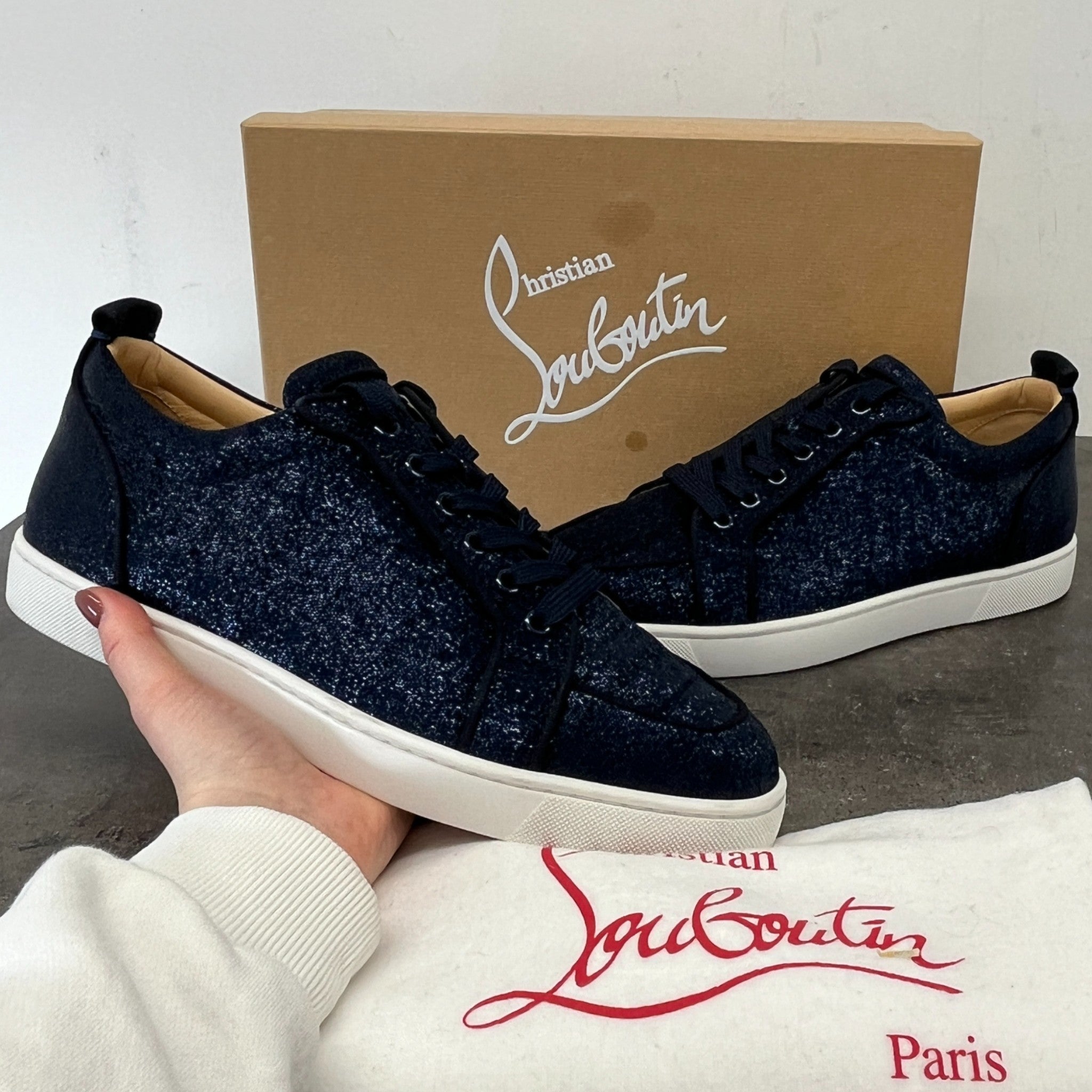 Men's Orlato Flat Glitter Low Trainers Blue Size EU 44 / UK 10