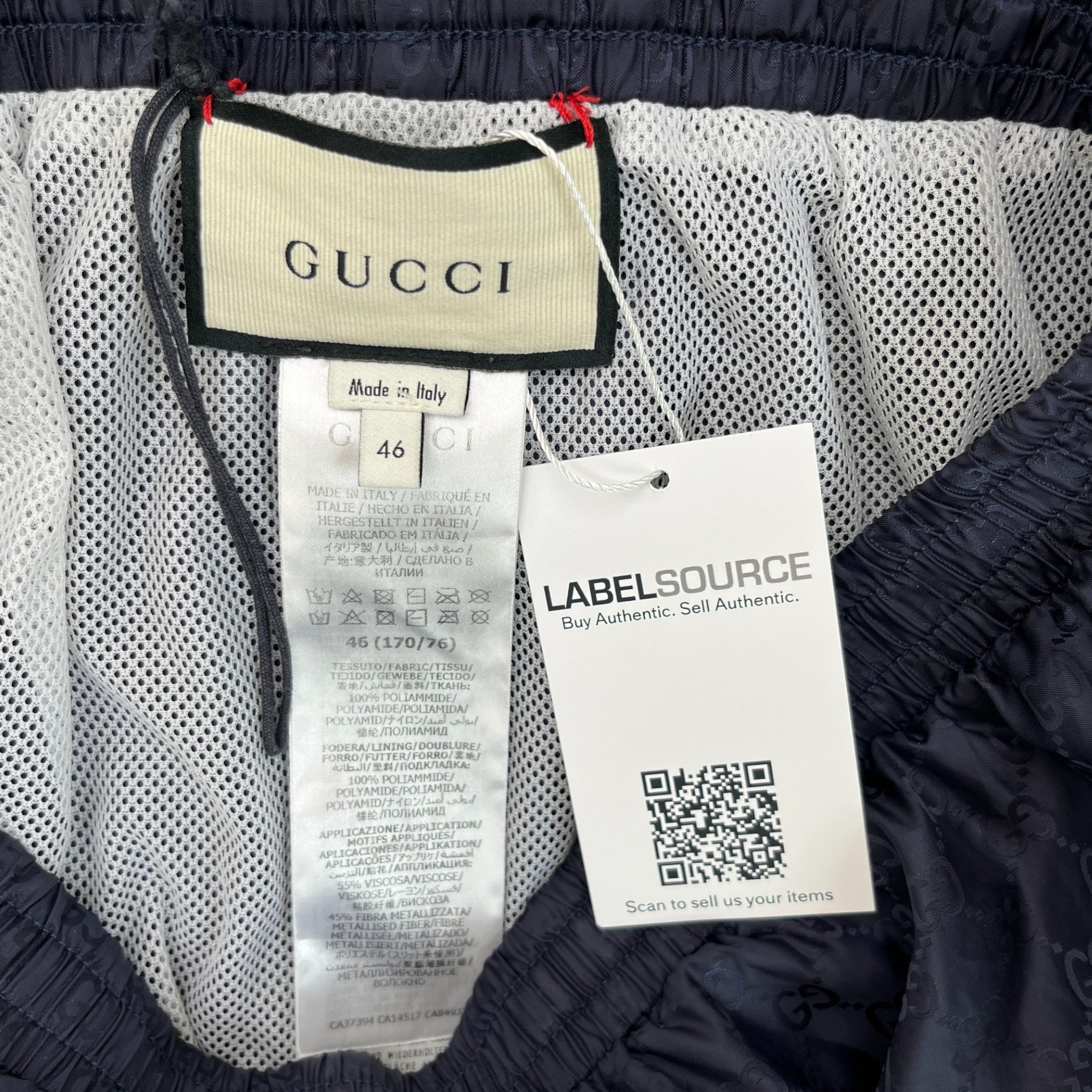 Men's Gg Monogram Swim Shorts Blue Size W30 / IT 46