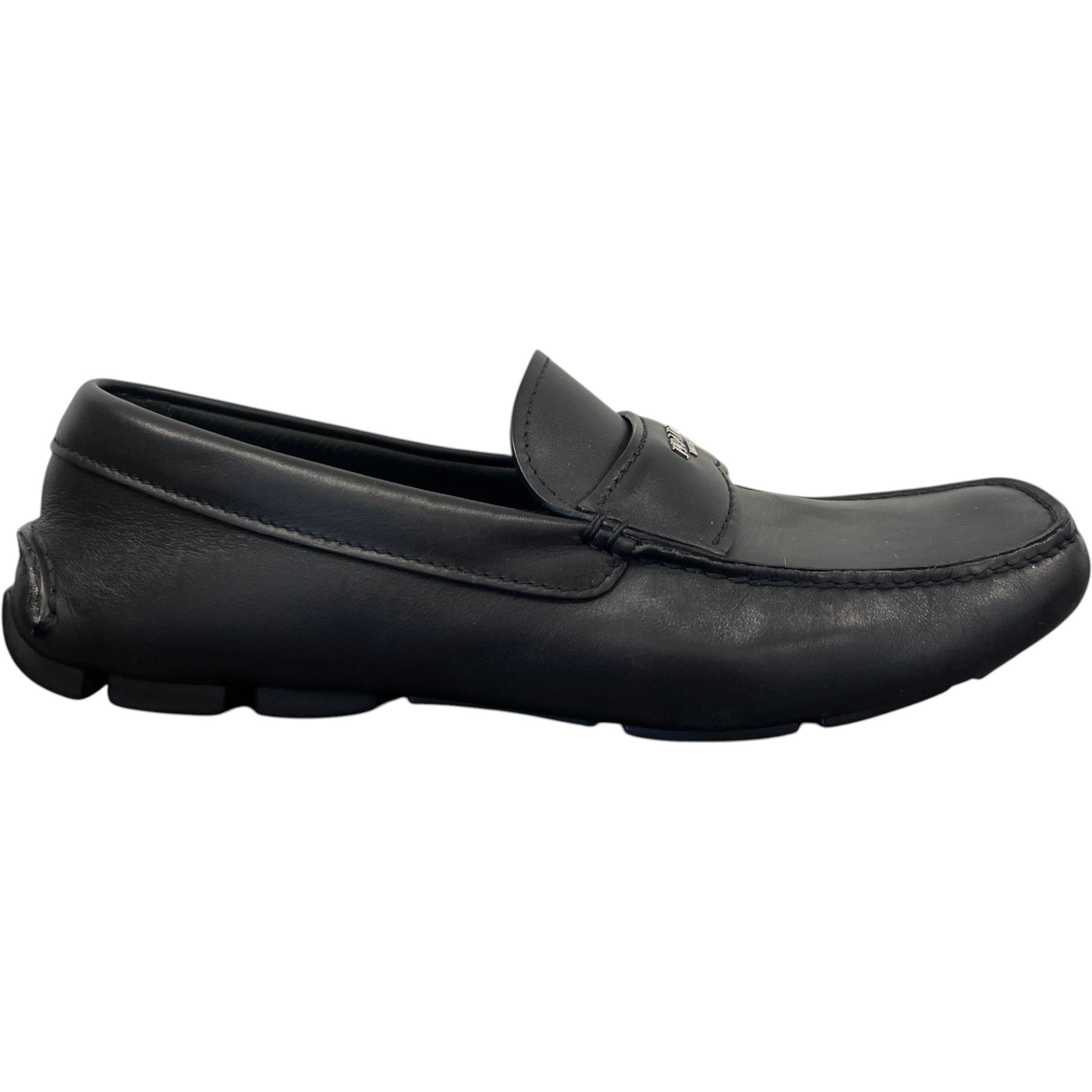 Men's Leather Logo Loafers Black Size EU 41 / UK 7