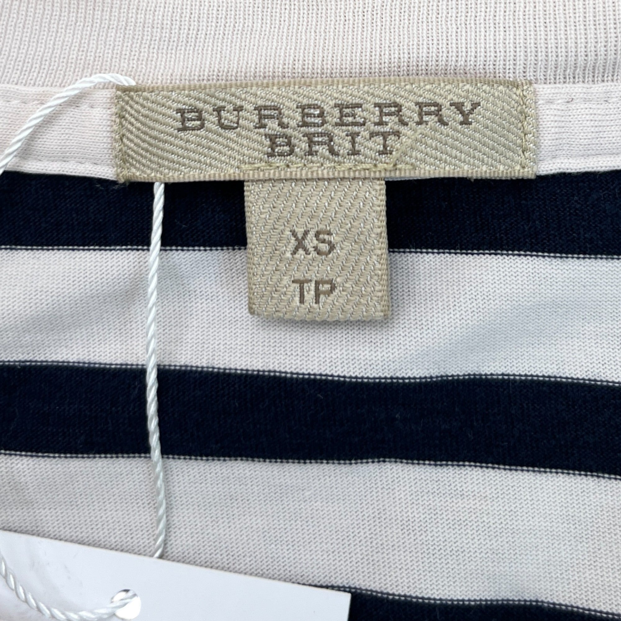 Men's Embroidered Logo Striped T-Shirt Navy Size XS