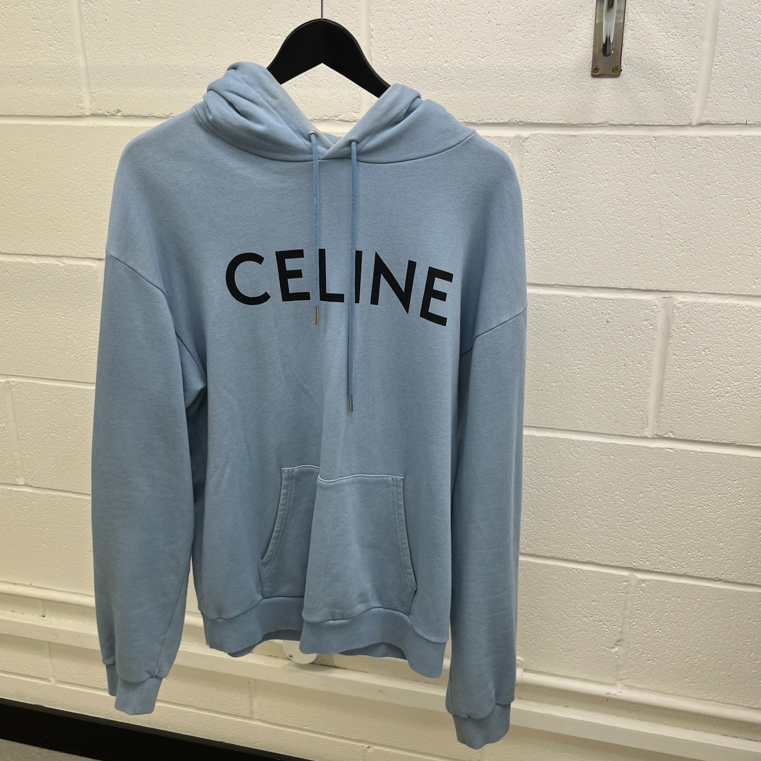 Men's Logo Print Hoodie Blue Size M