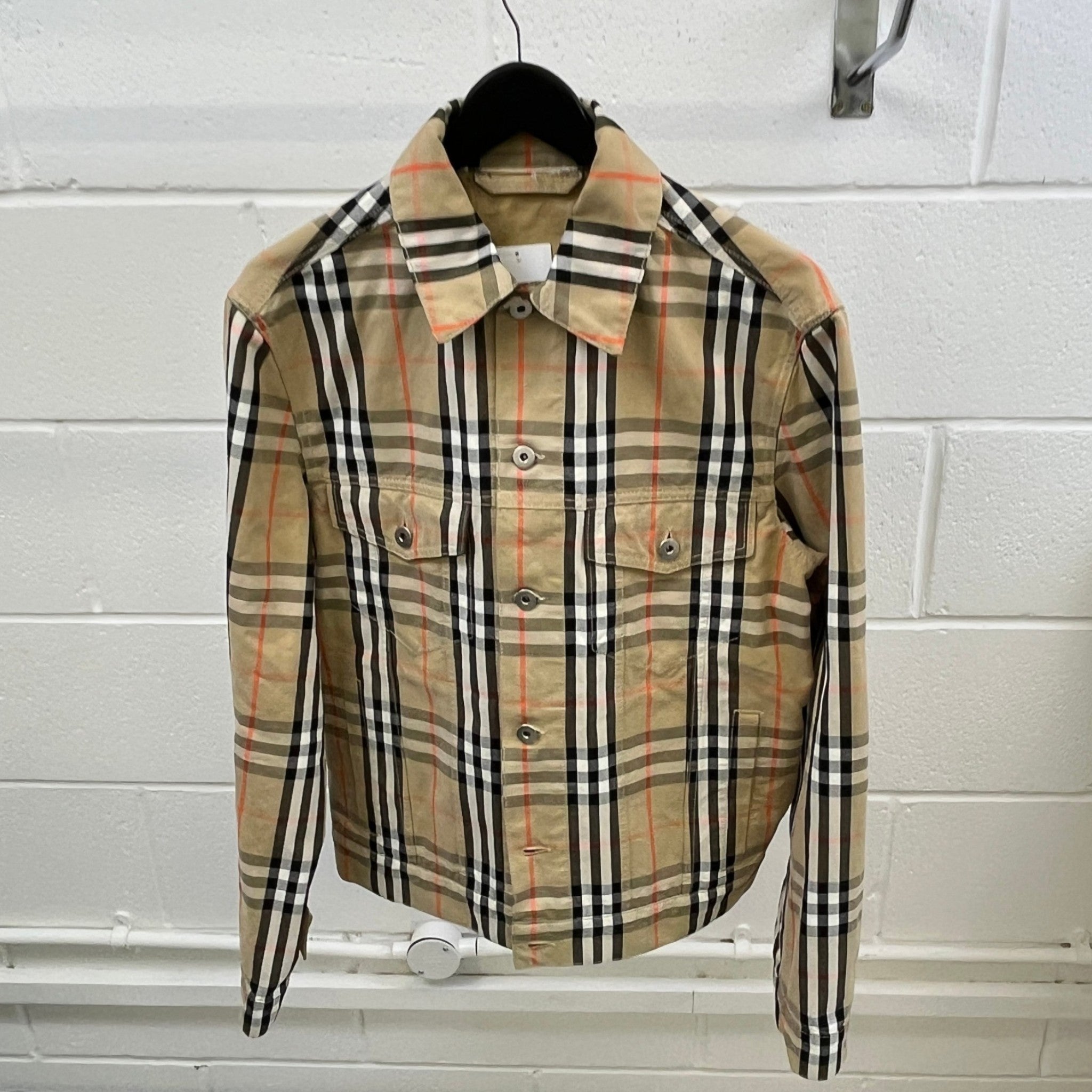 Men's Checked Jacket Beige Size S
