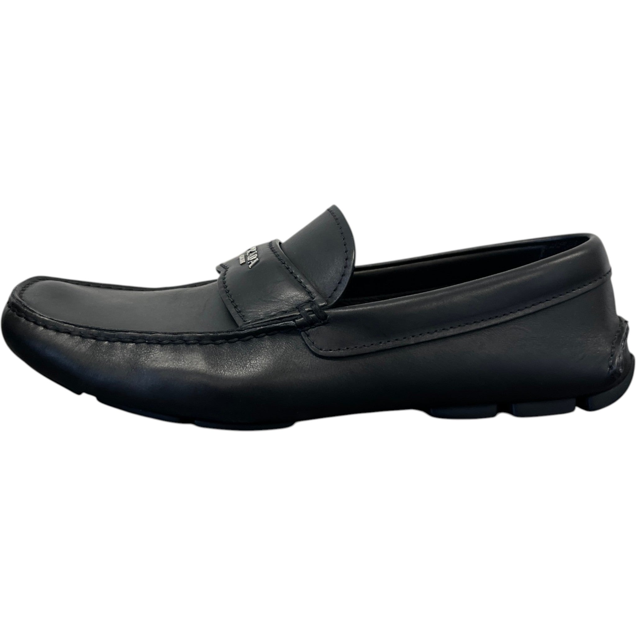 Men's Leather Logo Loafers Black Size EU 41 / UK 7