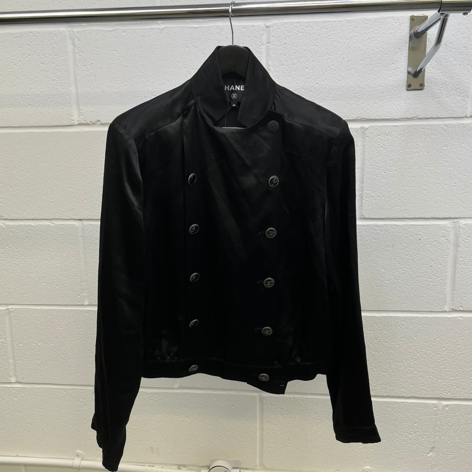 Women's Silk Cc Button Double Breasted Jacket Black Size IT 40 / UK 8