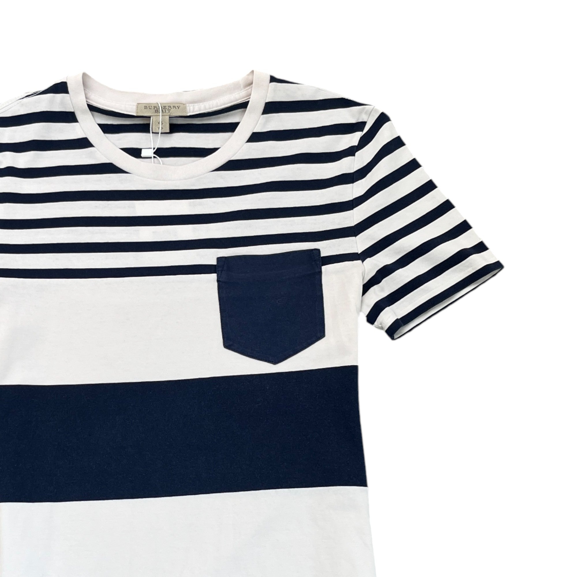 Men's Embroidered Logo Striped T-Shirt Navy Size XS