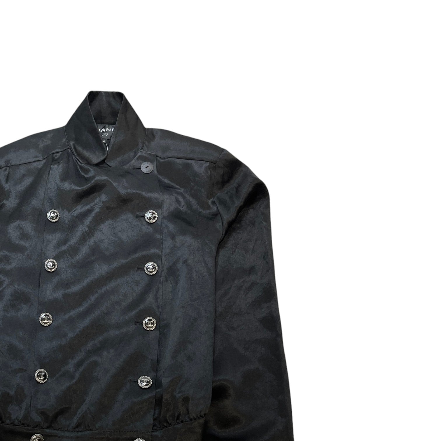 Women's Silk Cc Button Double Breasted Jacket Black Size IT 40 / UK 8