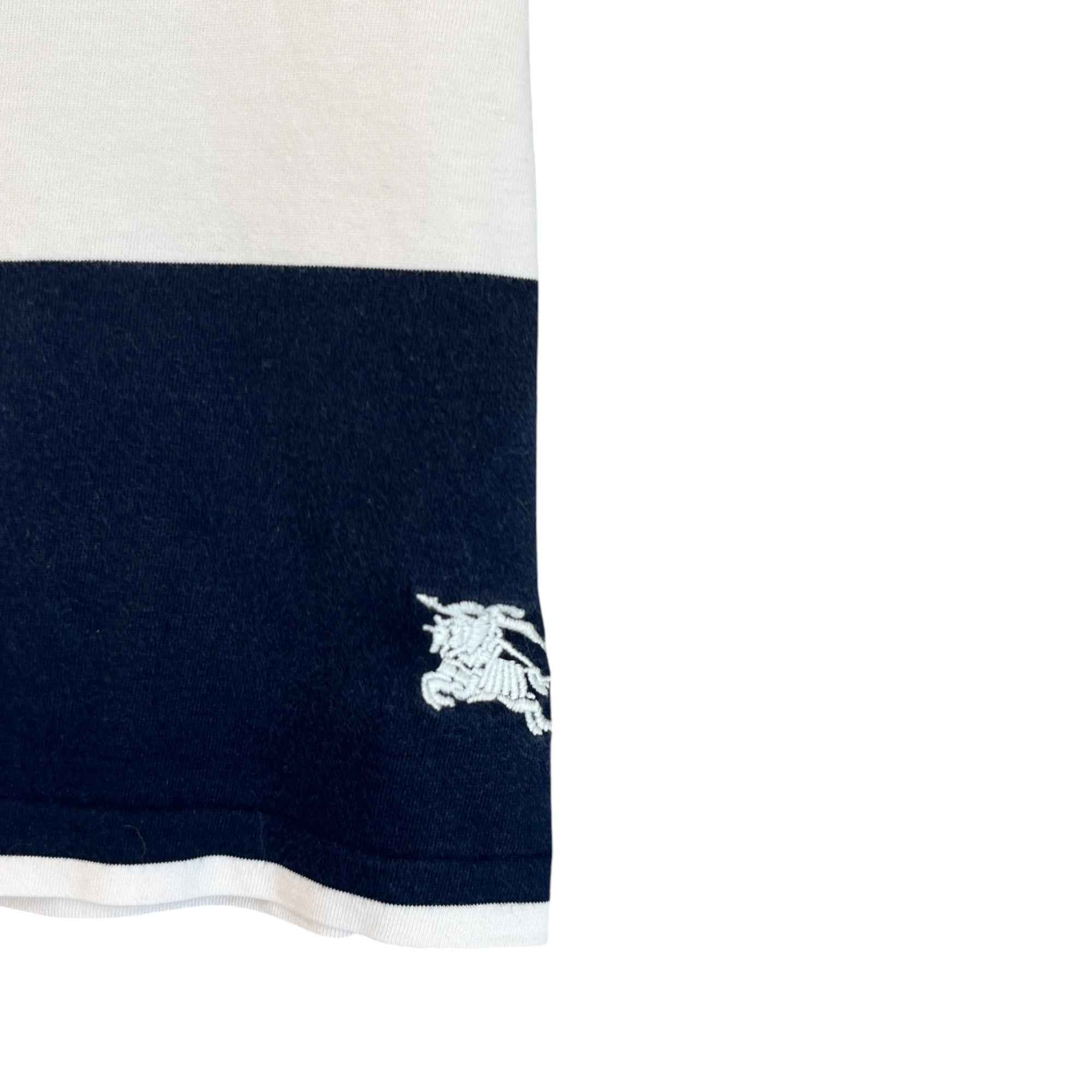 Men's Embroidered Logo Striped T-Shirt Navy Size XS